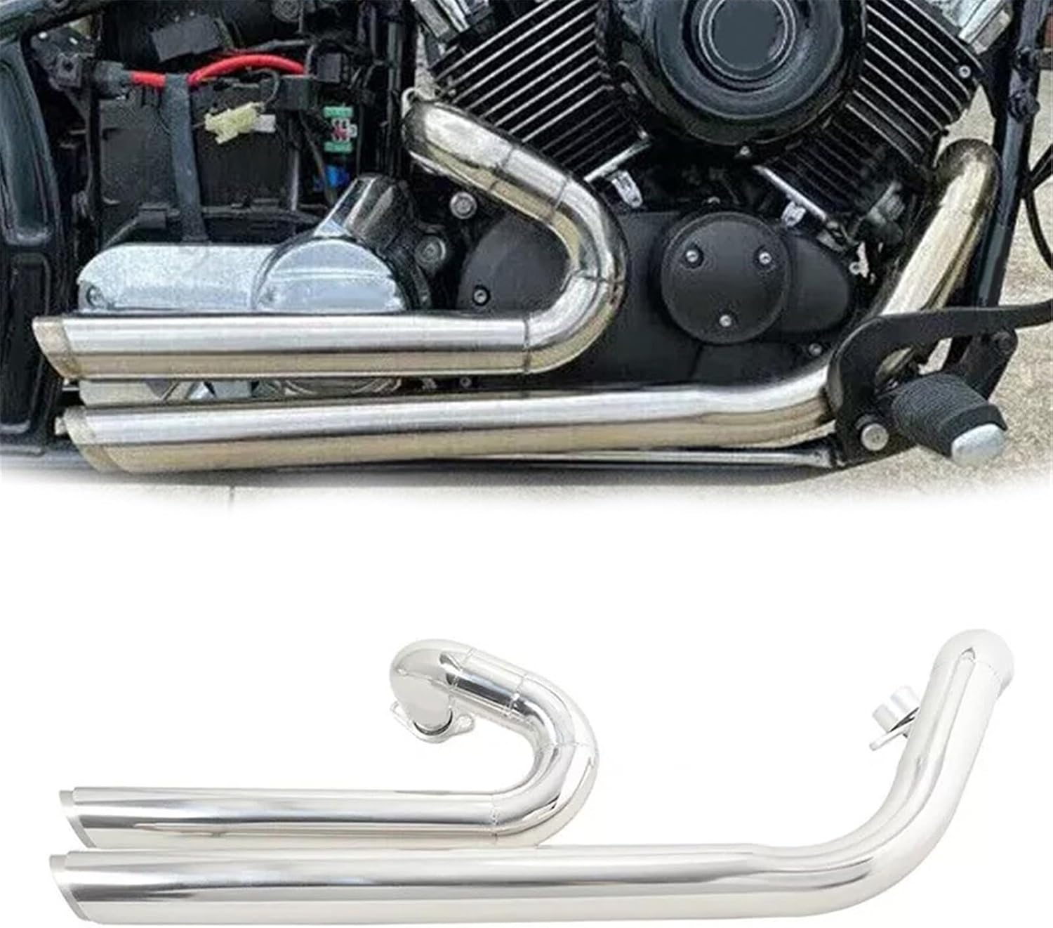 排気マフラー に適合するヤマハ XVS400C ドラッグスタークラシック 1998-2017 オートバイ クローム/ブラック エキゾ