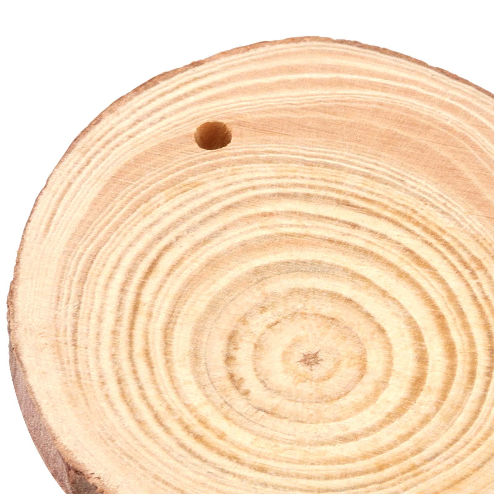 KOHAND 180 Pack Natural Wood Slices, 3-5cm Unfinished Wooden Slices with Holes and 50m Jute Twine - Image 3