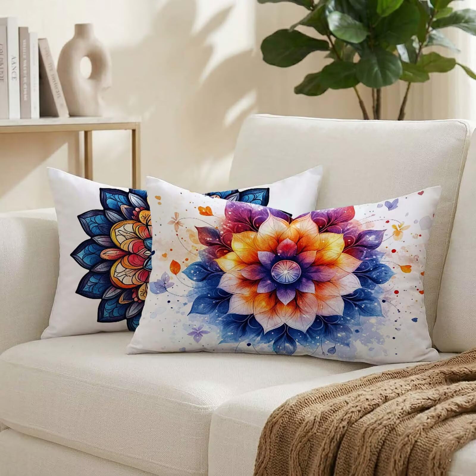 Housse de coussin 50x80 cm motif lin pour une decoration de maison raffinée