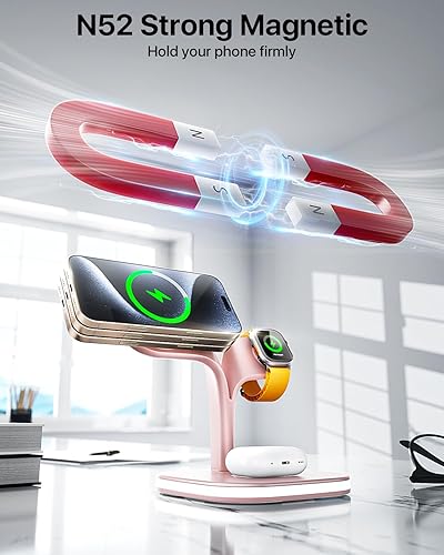 Miniatura 10 de Cargador inalámbrico magnético, estación de carga, soporte de cargador inalámbrico rápido 5 en 1 para iPhone 14, 13, 12 ProMaxMiniPlus, Apple Watch