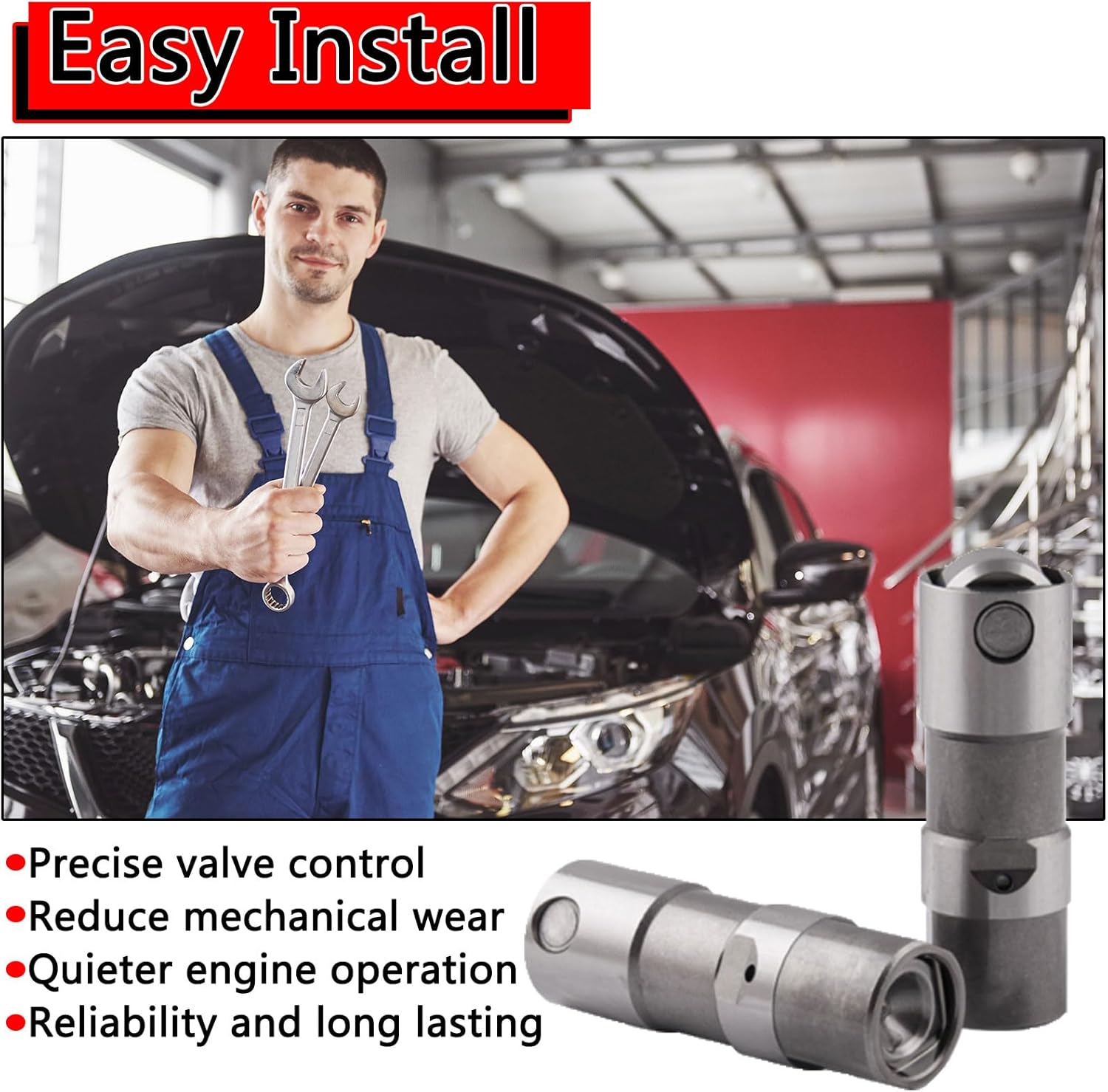 16Pcs ls7 lifters 12499225 Hydraulic Roller Lifters Kit Fit For GM LS1 LS2 LS3 LS6 LS7 LS9 LSX engines(4.8L, 5.3L, 5.7L, 6.0L, 6.2L) ls7 lifters and trays engine lifters ls7 lifters set