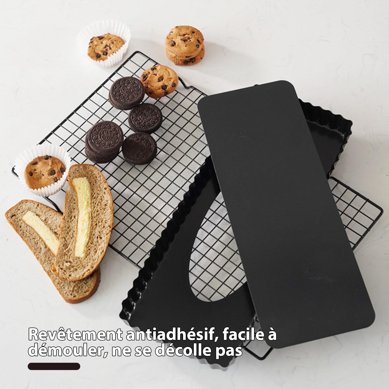 Stampo Per Torte Rettangolare Antiaderente - Fondo Rimovibile 31x21 Cm, Perfetto Per Charlotte E Quiche - Foto 10