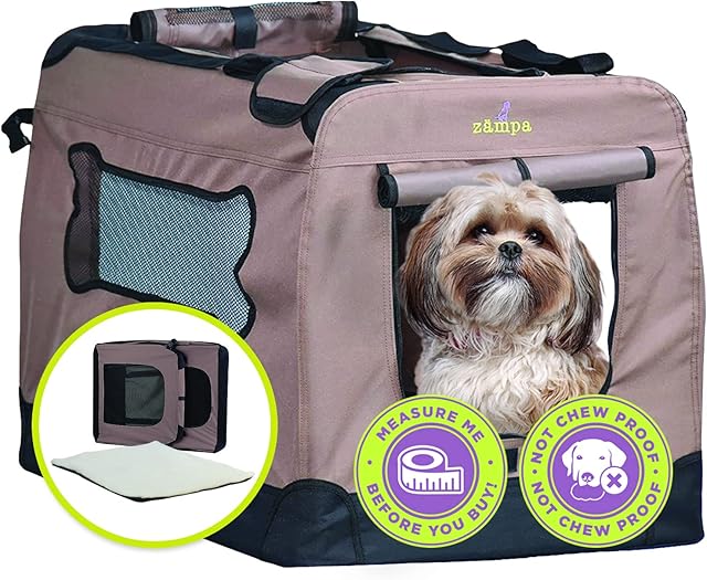 Zampa Pet Portable Crate  Great for Travel, Home and Outdoor  for Dogs, Cats and Puppies  Comes with A Carrying Case