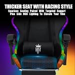RGB Gaming Chair with Footrest, Computer Gaming Chair with LED Lights for Adults, Reclining Gamer Chair with Adjustable Headrest, Lumbar Support and Linkage Armrests for Home, Office, Gaming Room