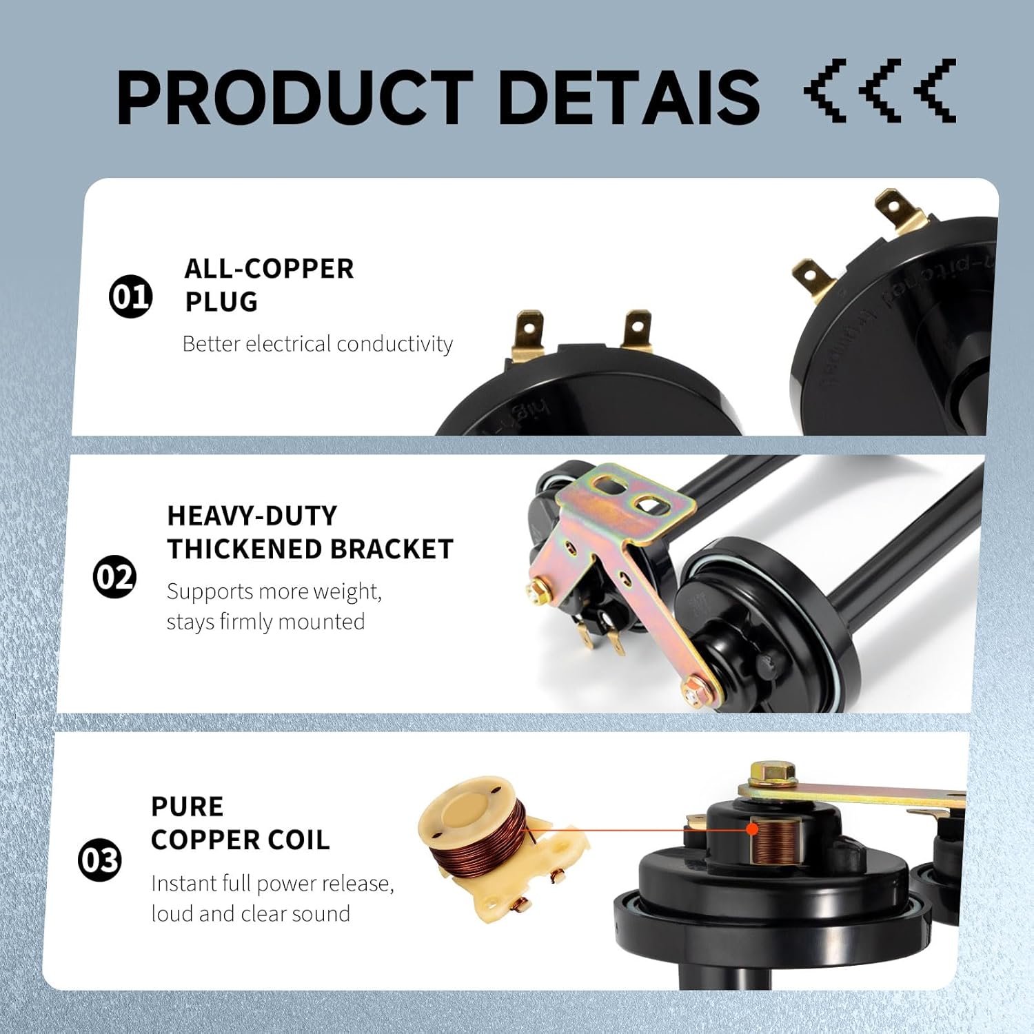 FARBIN Train Horns 12V Electric Truck Horn Loud Dual Car Horns with Bracket for Semi Truck Pickup SUV Boat (Black with Harness and Button)