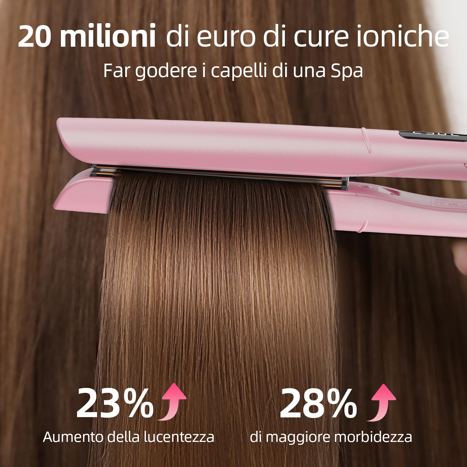 Dekuri 2 in 1 Piastra per capelli e arricciacapelli | piastra liscia in titanio, ferro da stiro a calore rapido 30s, display LCD 120-230℃, piastra capelli ioniche per donne
