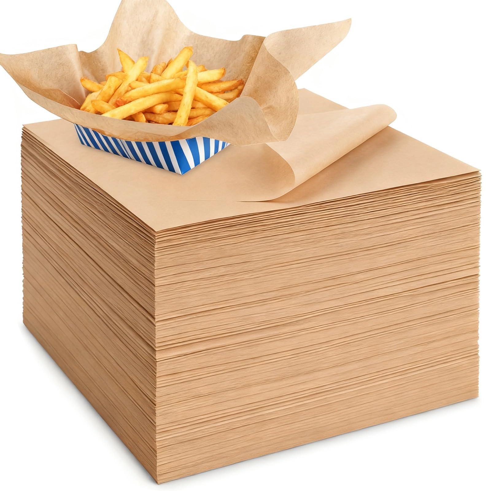 Deli Wraps 500 szt., 30 x 30 cm, odporne na tłuszcz arkusze do pakowania żywności na kanapki, frytki, hamburgery i nie tylko