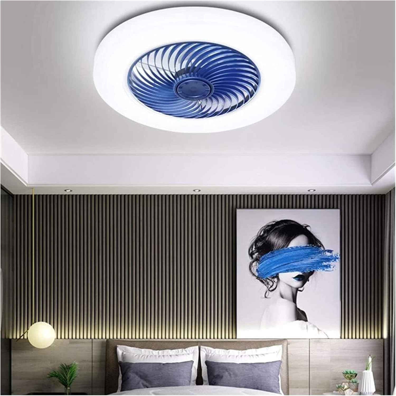 Accesorio de iluminación Ventilador de techo Dormitorio ligero Inicio Restaurante de luz de techo invisible con iluminación LED LED Dimmable, lámpara de techo de ventilador silencioso nórdico (Ø52cm)