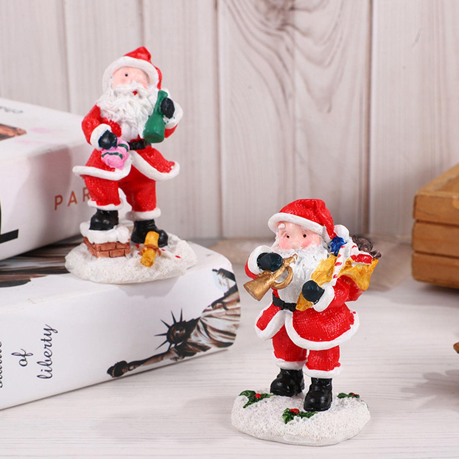 Mini Figurines Père Noël En Résine - Lot De 4 Décorations De Noël Pour Table, Jardin, Maison Et Décoration Festive