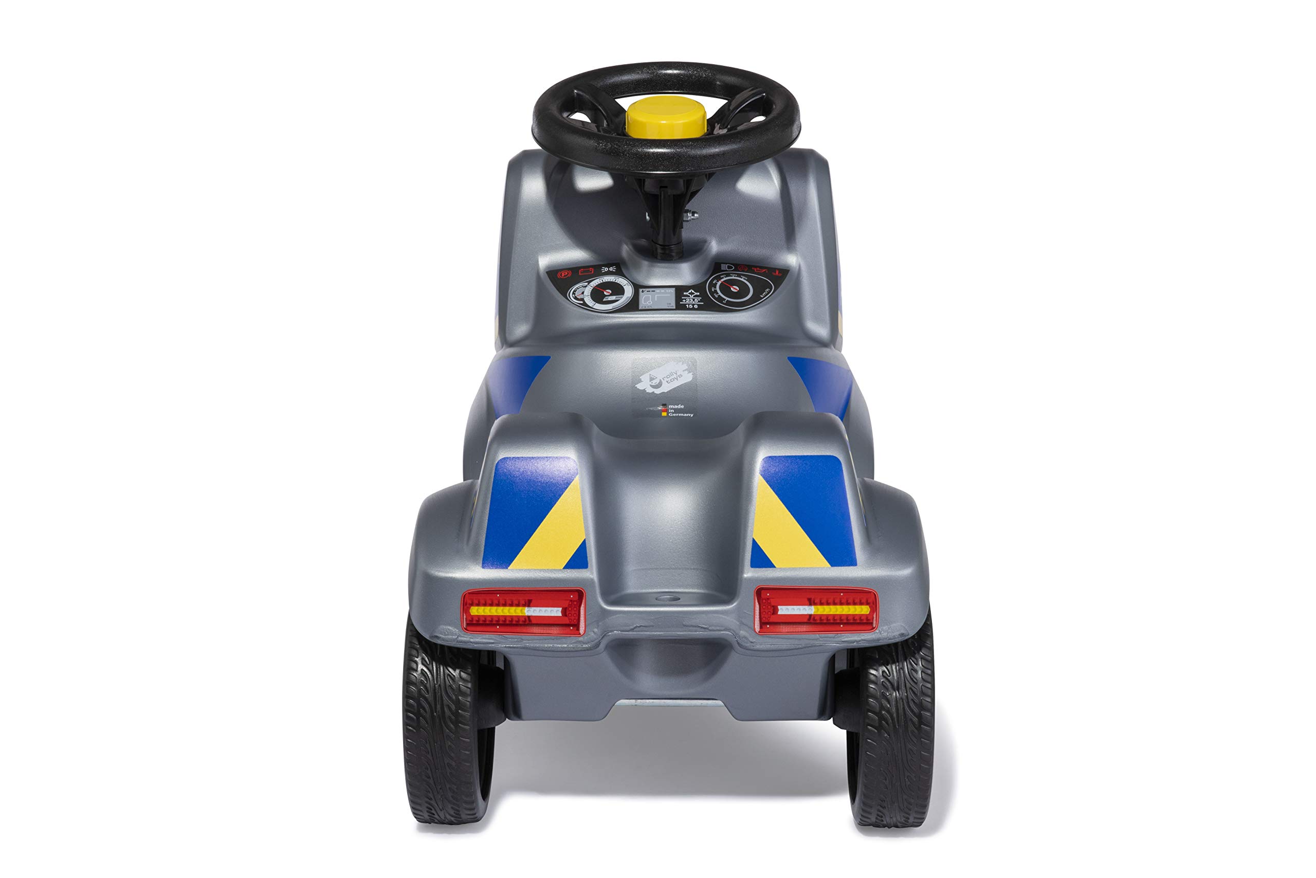 Polizei Rutscher (Babyrutscher mit Blaulicht + Sirene, Lenkrad mit Hupe, Polizei-Fahrzeug mit Kniemulde, Flüsterlaufreifen) 171106, Grau, 59 x 30 x 44 cm