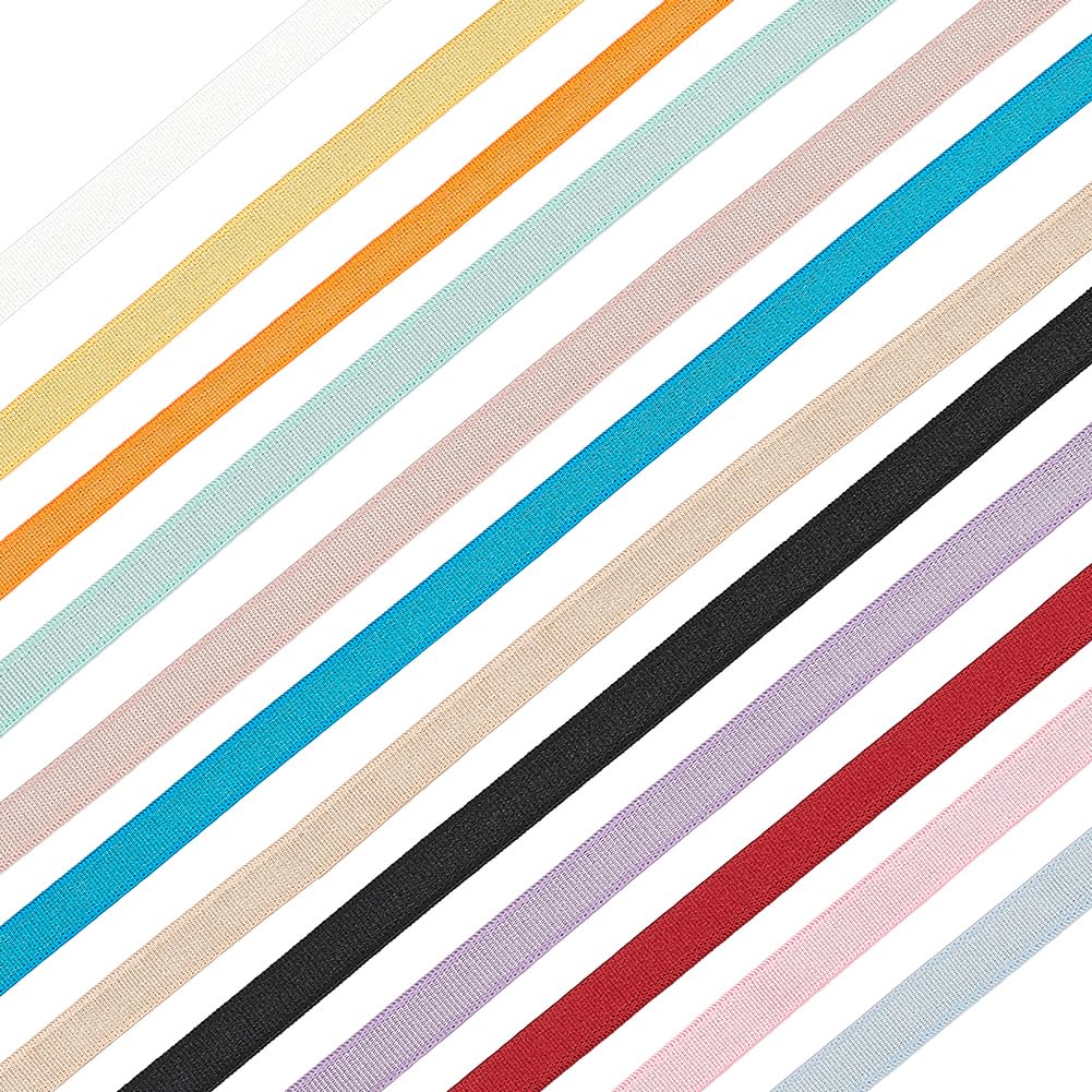 BENECREAT 24m/26 Yard Bra Elastic Strap, 8mm/0.3inch Width Polyester Sewing Elastic Band, Lingerie Elastic Tape for DIY Bra Straps and Sewing Projects, 12 Colors, 2m/Color