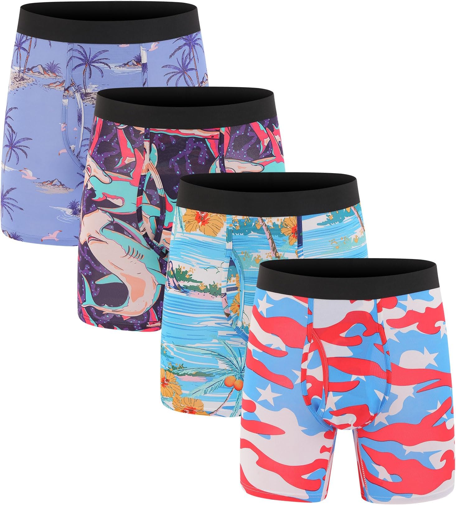 Men's Underwear Boxer Briefs Bamboo Viscose Trunks Soft Comfortable Multipack