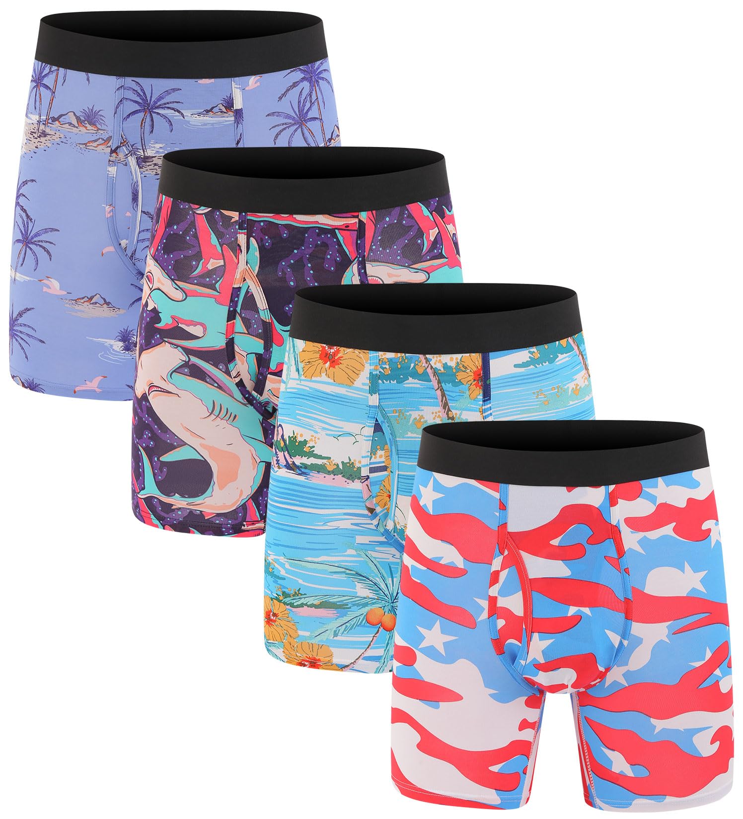 XaanelrMen's Underwear Boxer Briefs Bamboo Viscose Trunks Soft Comfortable Multipack