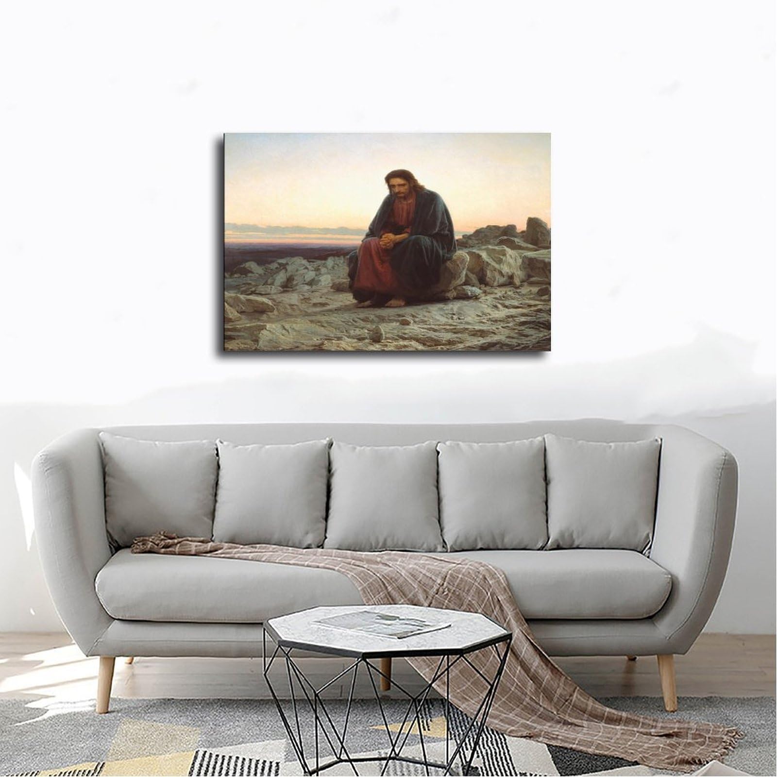 Ivan Nikolaevich Kramskoi - Póster de Cristo en el desierto desierto para dormitorio, lienzo decorativo impreso, arte de pared, oficina, habitación, decoración estética, regalo, sin marco, 20 x 30 i