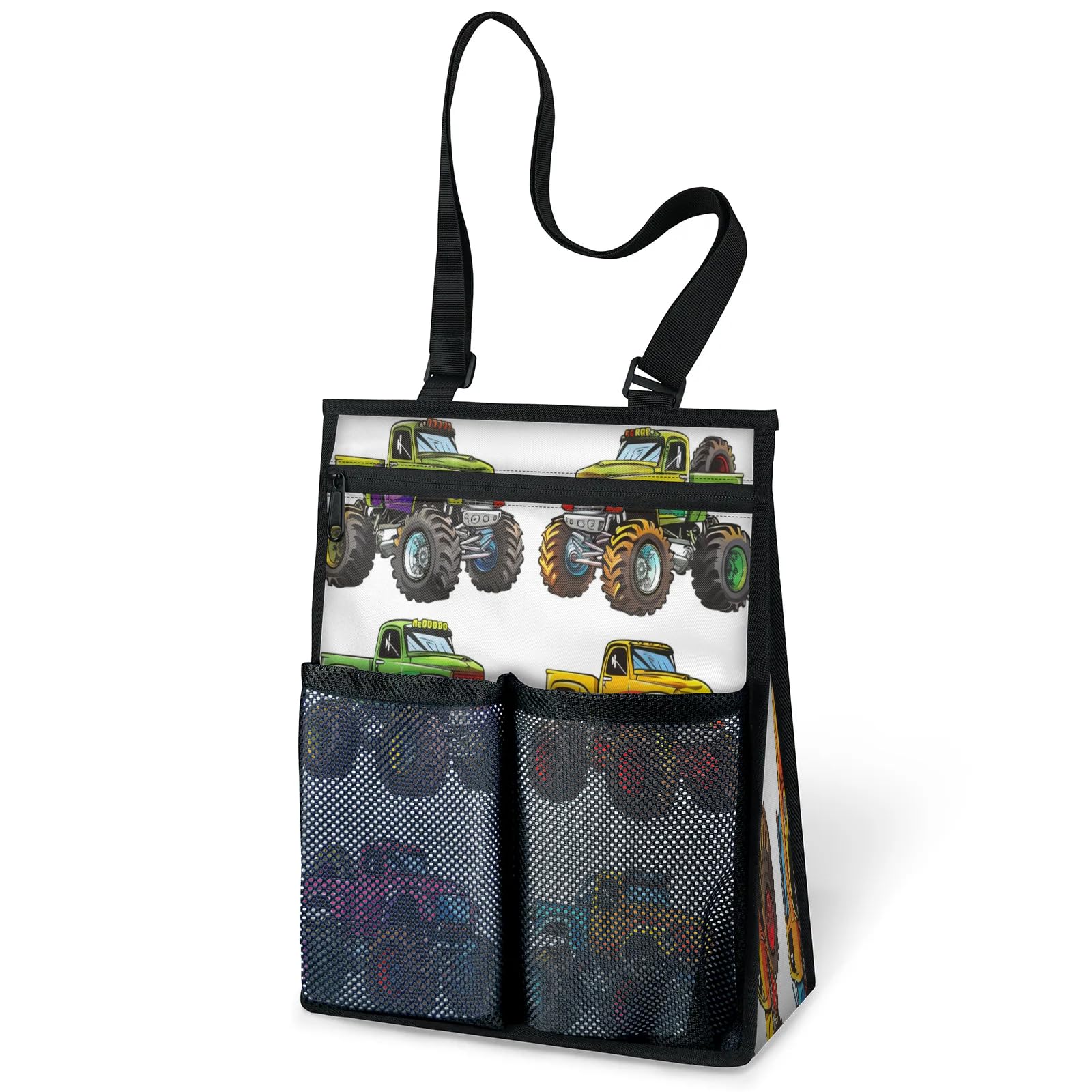 Ourtheme Monster Trucks Car Portable Shower Bag for Travel Gym Camp Beach Tote Shower Caddy Bags Hanging Toiletry