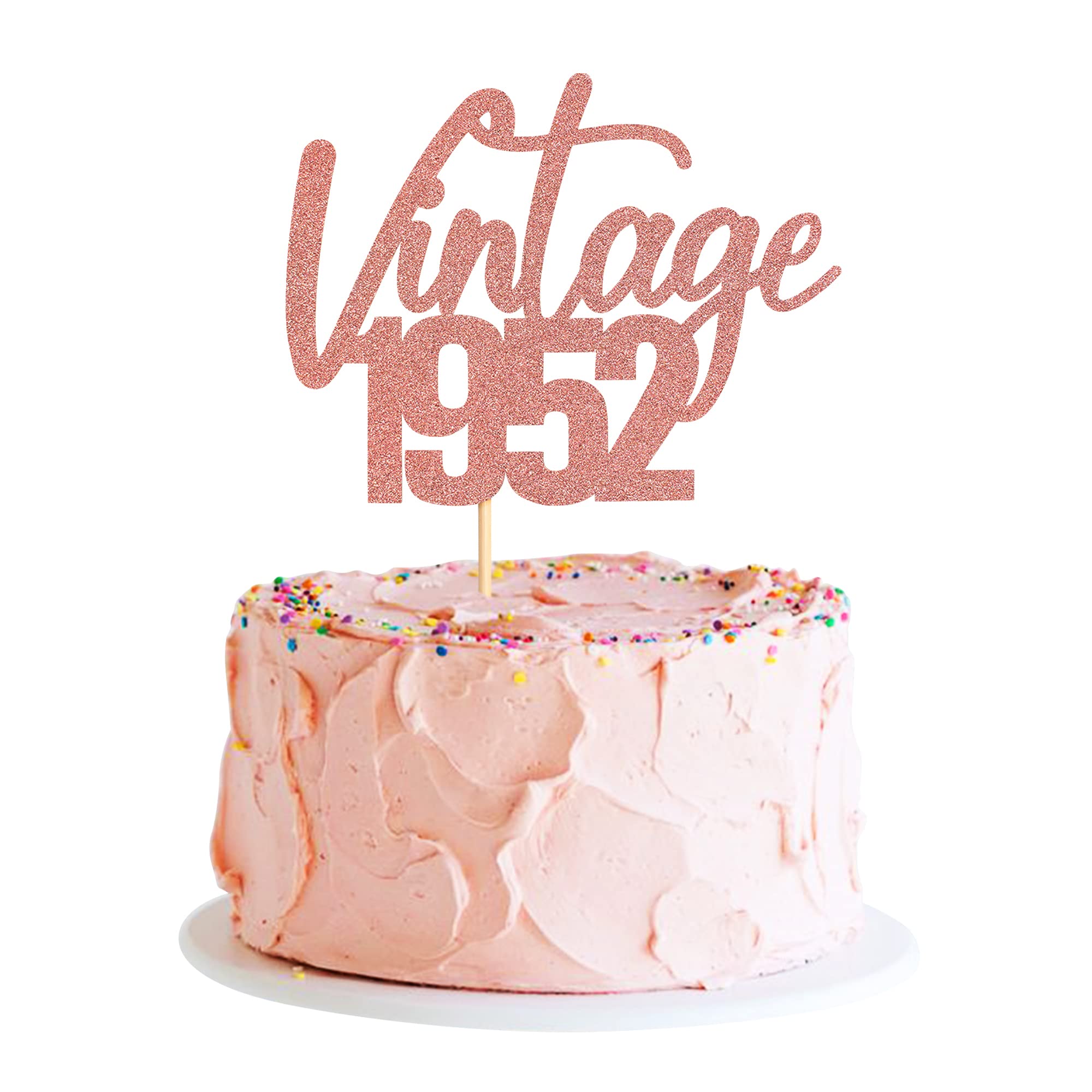 Blumomon 24 Pcs Gold 70th Happy Birthday Cake Topper Glitter Happy