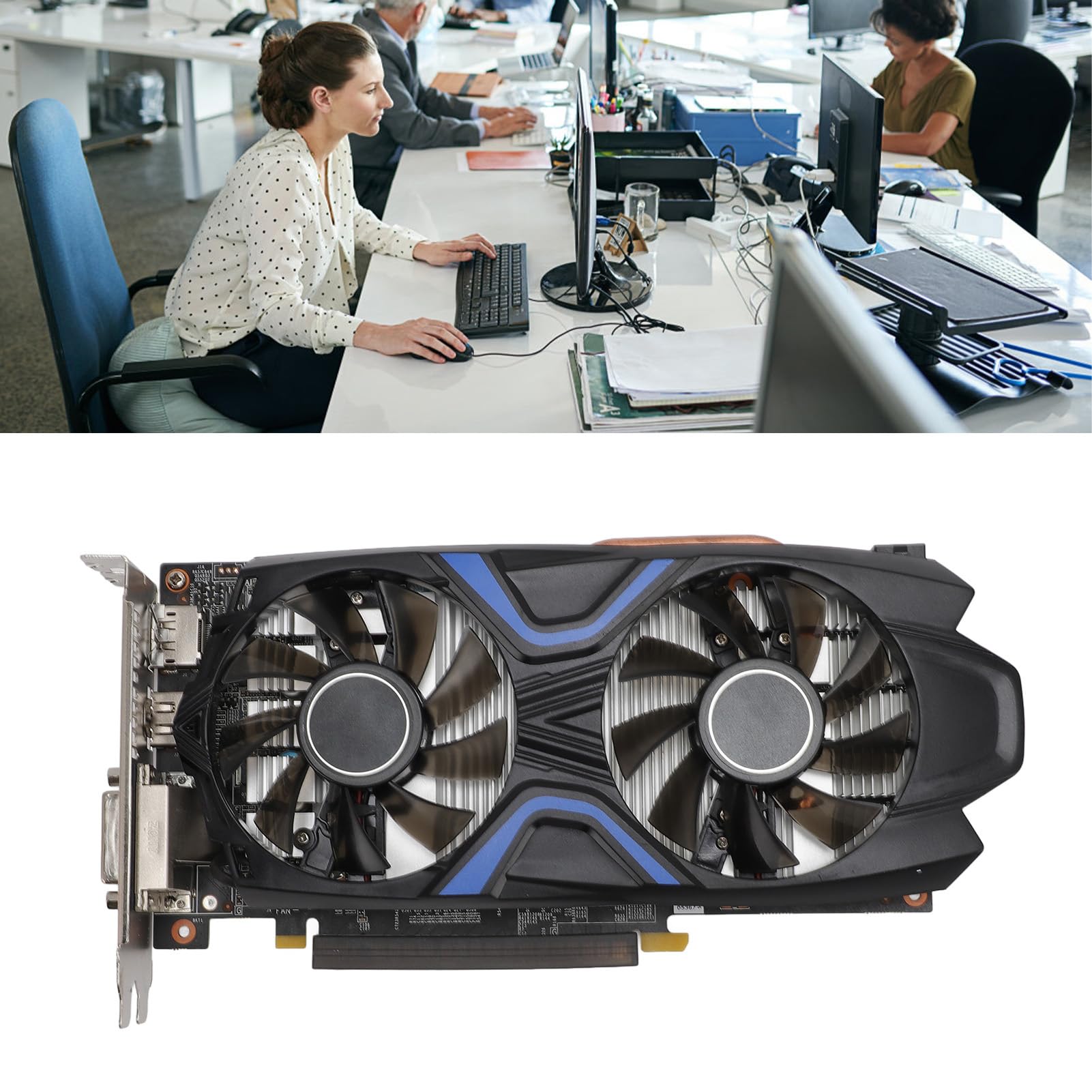 Karta Graficzna do Gier, Podwójny Wentylator Chłodzący, 4 GB 128-bitowa Karta GDDR5 dla 7 8 10 dla 1050Ti, Wzmocniony materiał PCB, częstotliwość Rdzenia 1392 MHz,