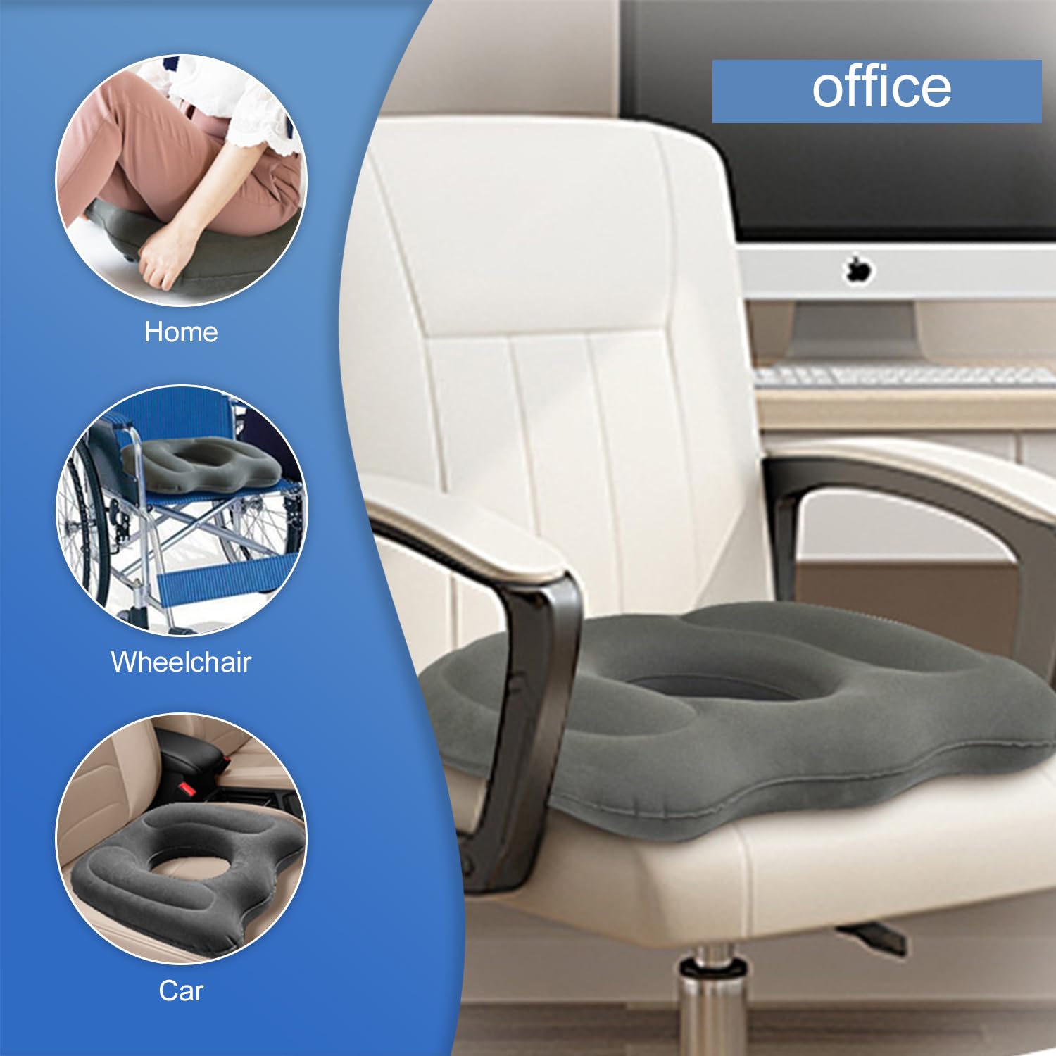 Invalidism Cuscino Gonfiabile A Ciambella Per Emorroidi, Cuscino Gonfiabile Per Seduta, Eccellente Per Coccige, Prostata, Sciatica, Piaghe Da