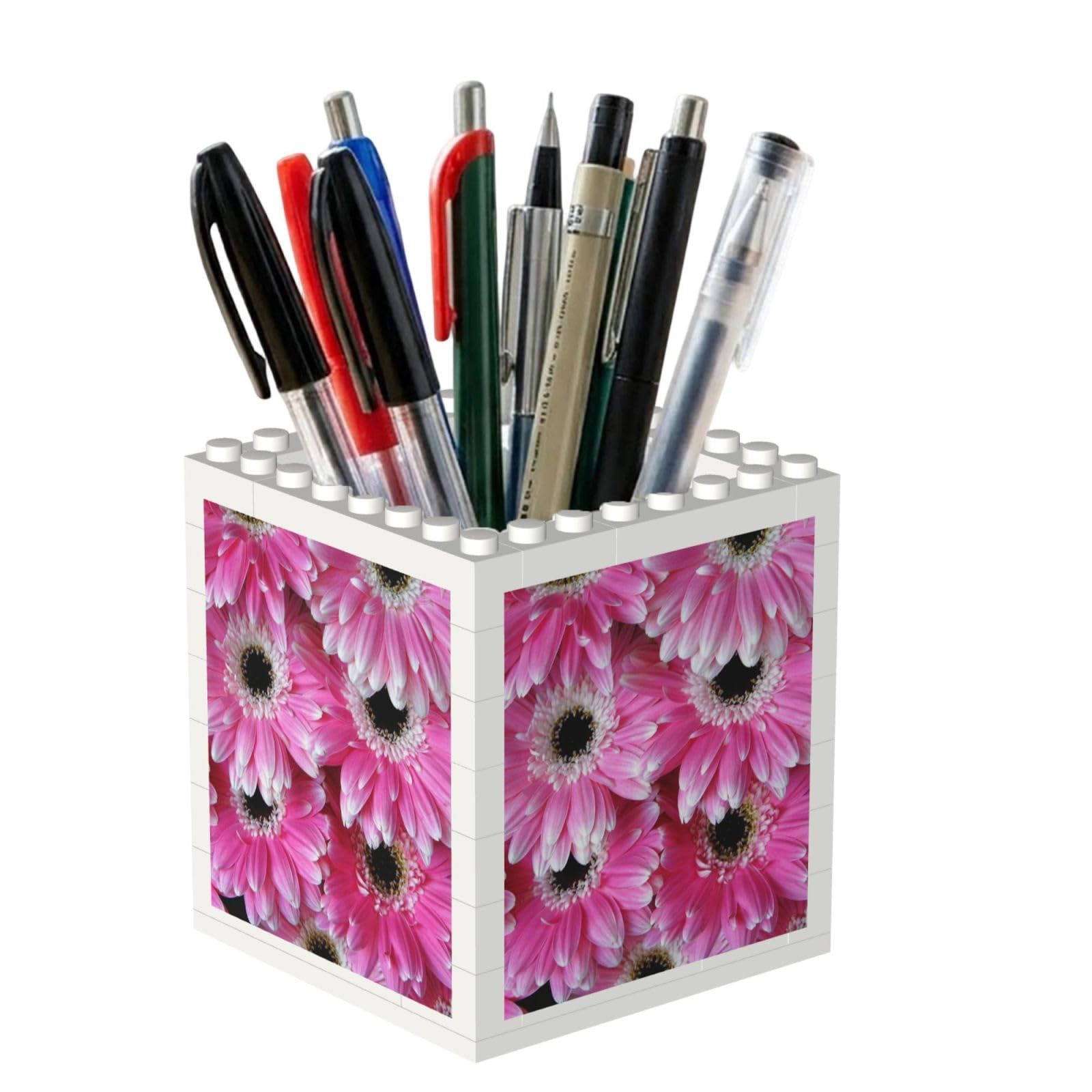 Poadnly Pink Flower, Pen Pot Pencil Holder for Office Home School, Compact Desk Organiser for Office Stationery
