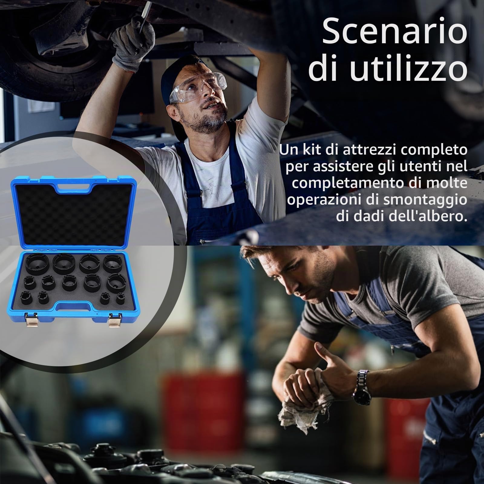 Set di 13 Chiavi per Dadi Scanalati da 1/2", 18-80 mm con Asse Interno da 60 mm di Lunghezza Adatto per Dadi di Sicurezza KM, KML, HM, HML, HMLL (DIN 981) e Dadi Tondi