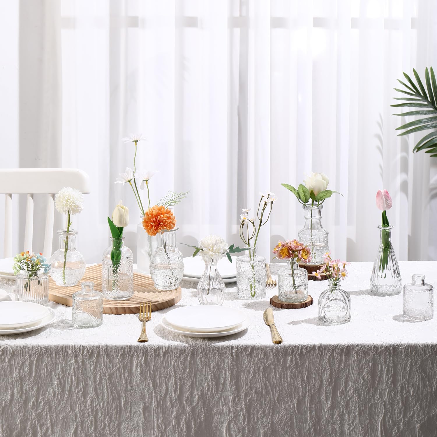 Bud Vasen in Bulk 64, Glasvasen für Tafelaufsätze, kleine Vasen für Blumen, kleine Blumenvase für Tafelaufsätze, Mini-Vintage-Vase, klare Knospenvasen für Hochzeitstischdekoration