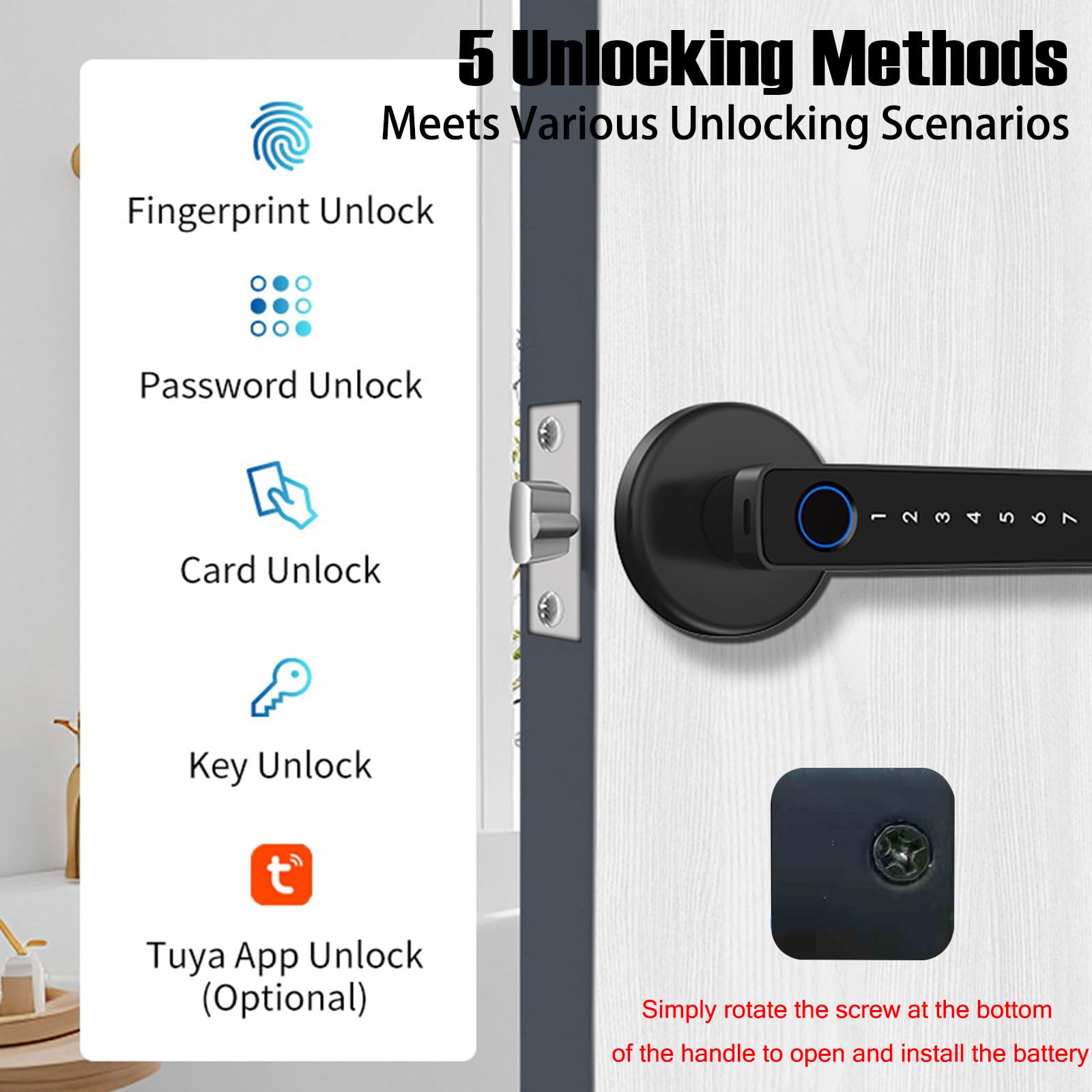 Serrure de porte intelligente sans clé avec empreinte digitale