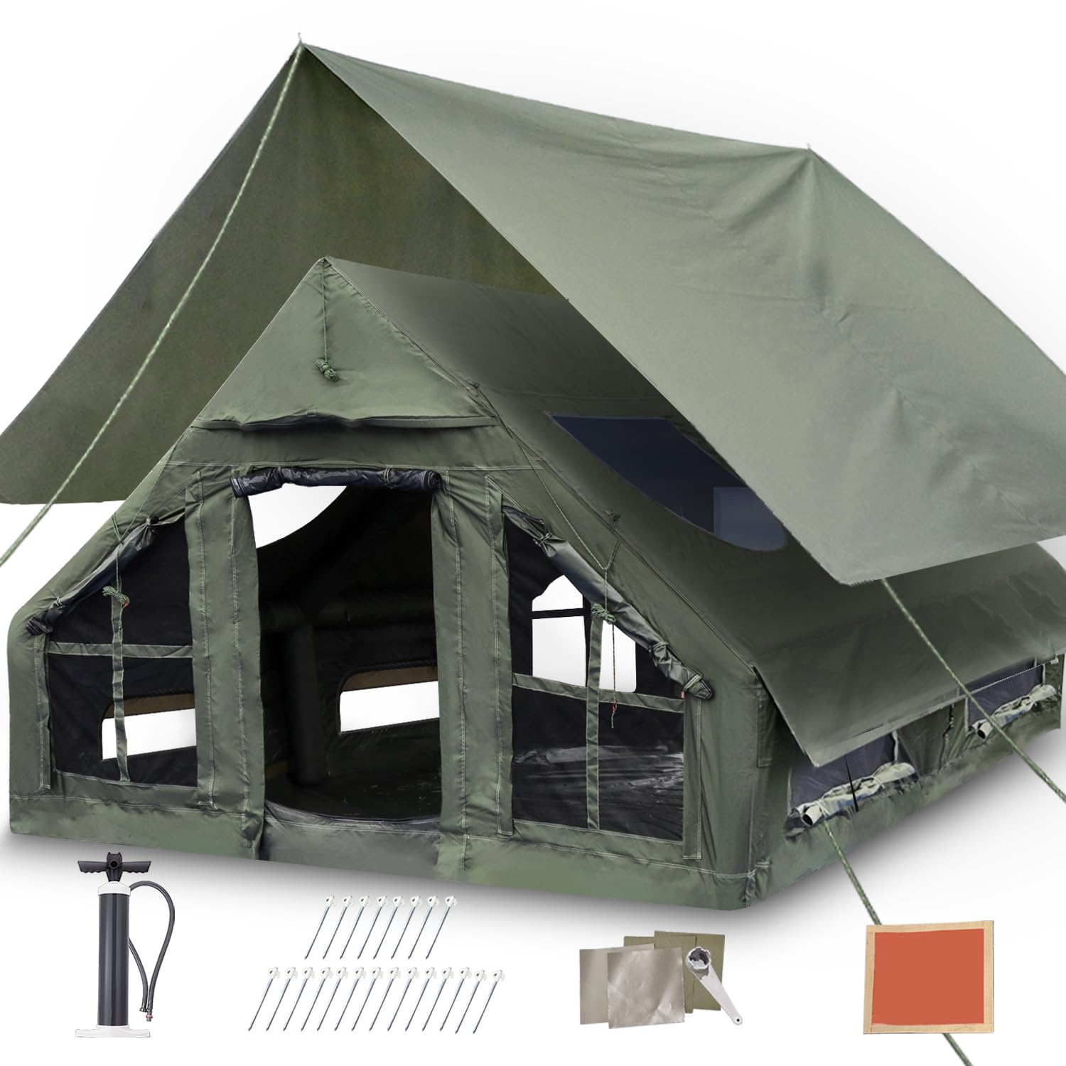 Amazon | 空気注入式キャンプテント、豪華な4シーズンファミリーグラン