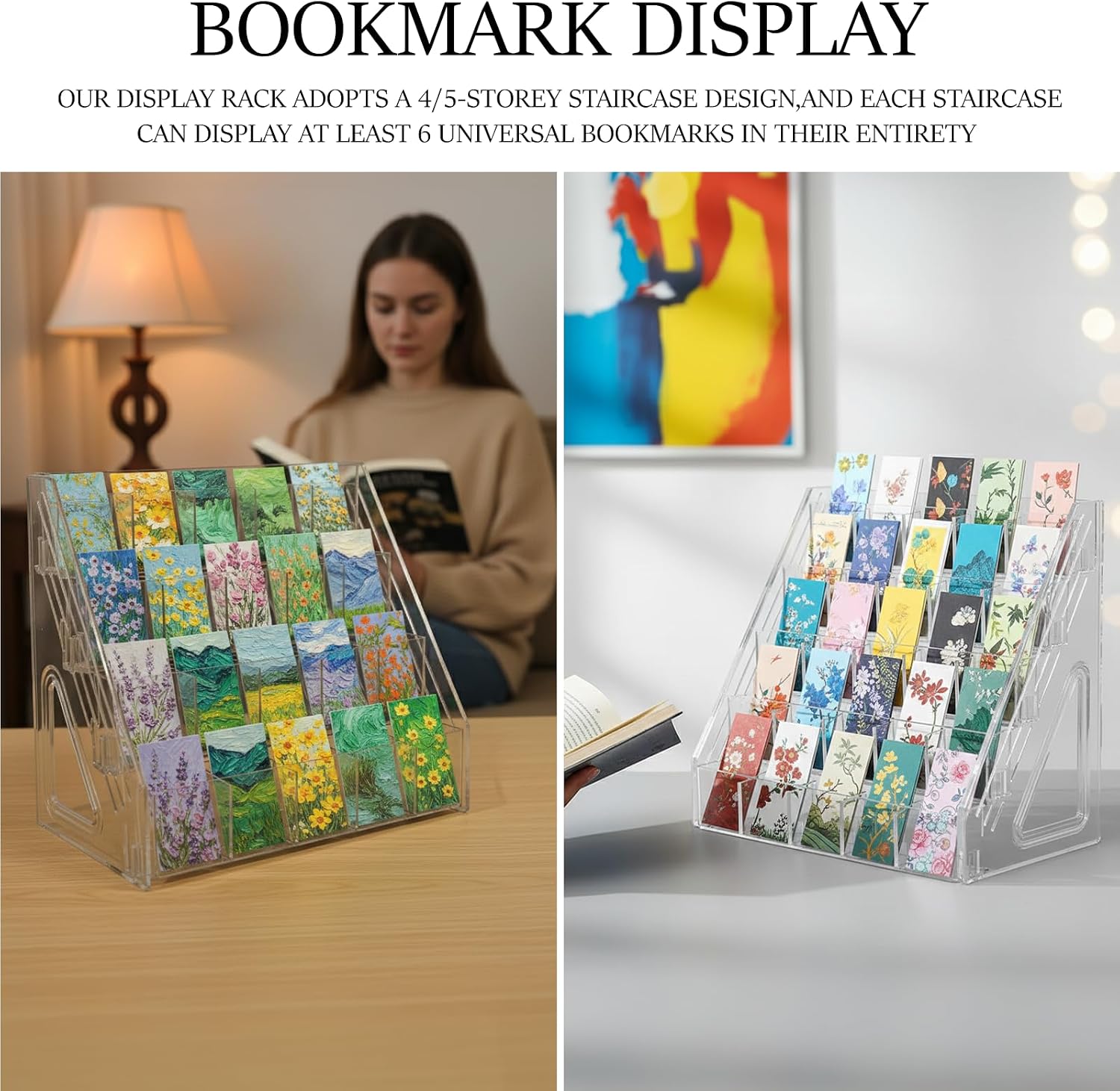 Sticker Display Stand, 5-Tier 25 Pockets Clear Acrylic Card Display Stand, Snap-On Shelves for PSA Graded Card, Sports Cards,Trading Cards, Greeting Cards, Postcards, Marker pen Collectors & Retail