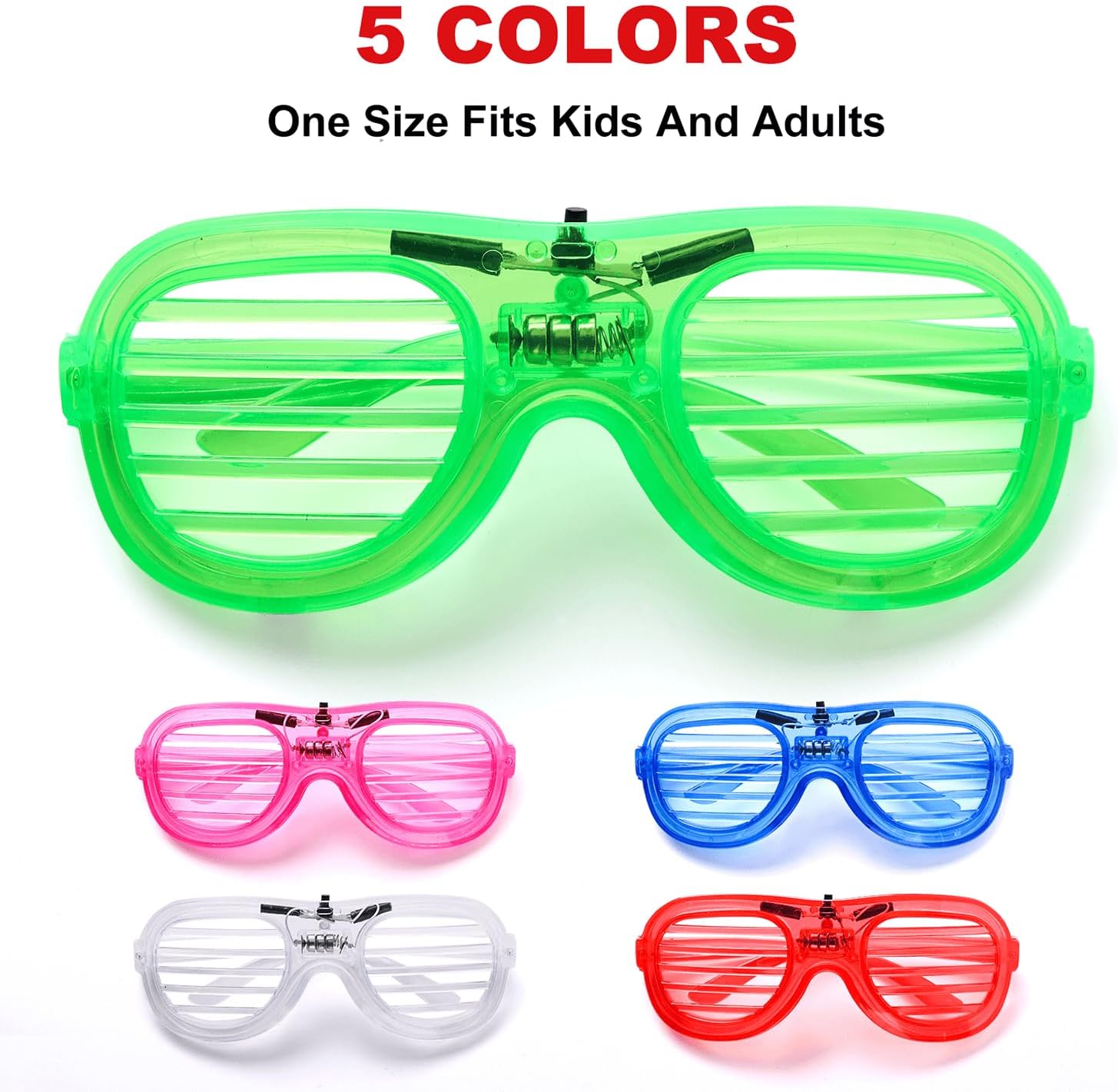 25 Pack LED Light Up Sunglasses for Kids & Adults, Glow in the Dark Neon Glasses Bulk for Party Favors, Birthday & School Events, Hora Loca Rave Night Accessories, Easter St. Patrick’s Day Party