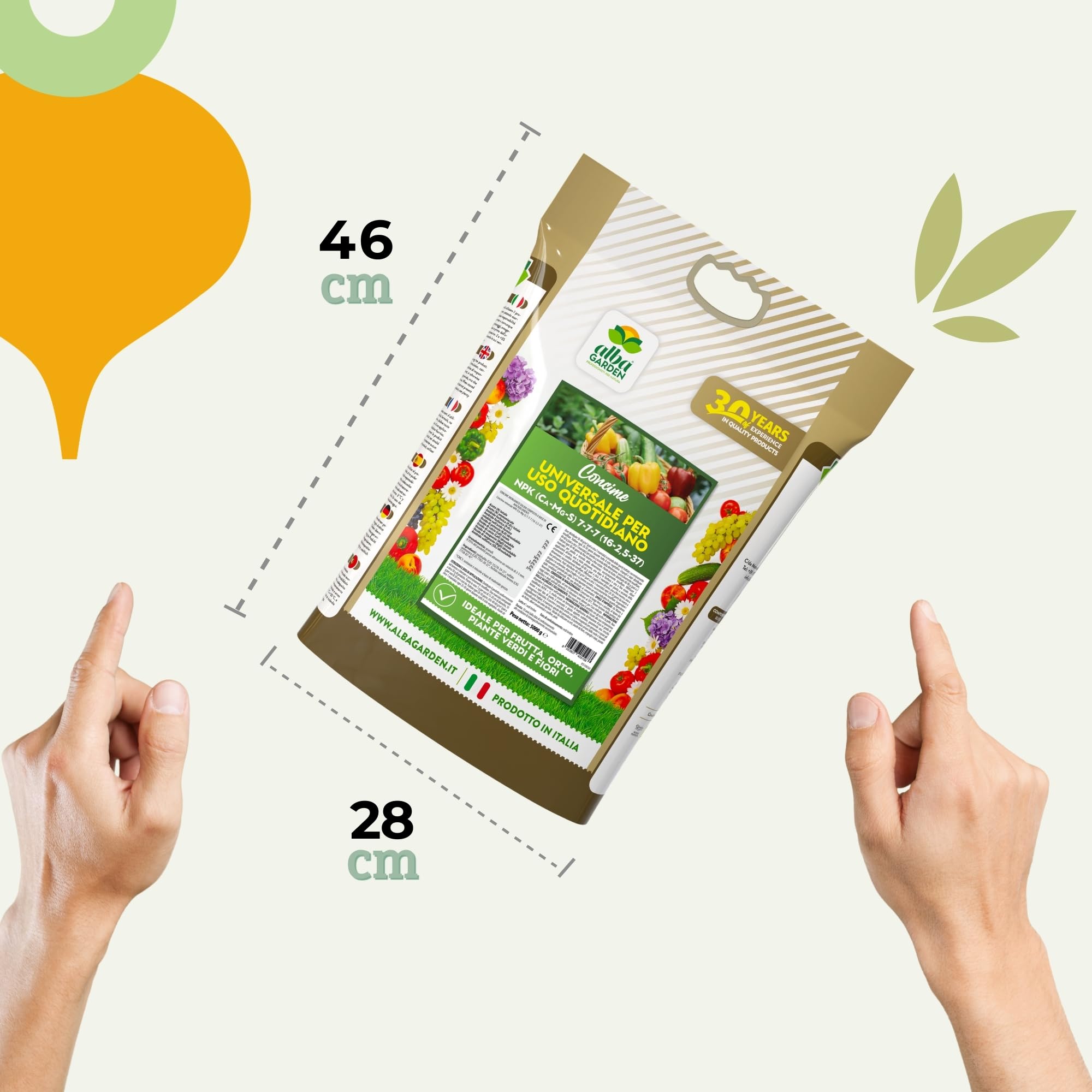 Albagarden - Concime Piante Universale Granulare - MAXI 5 KG - Fertilizzante Con L'aggiunta Di Calcio E Magnesio Per Giardino, Orto e tutti tipi di Piante