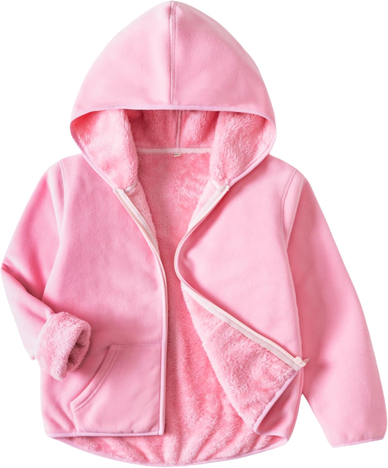 EIGIOO Kids Boys Girls Polar Fleece Jacket with Hood Toddler Outerwear Warm Autumn Winter Youth Coat 3-12Years