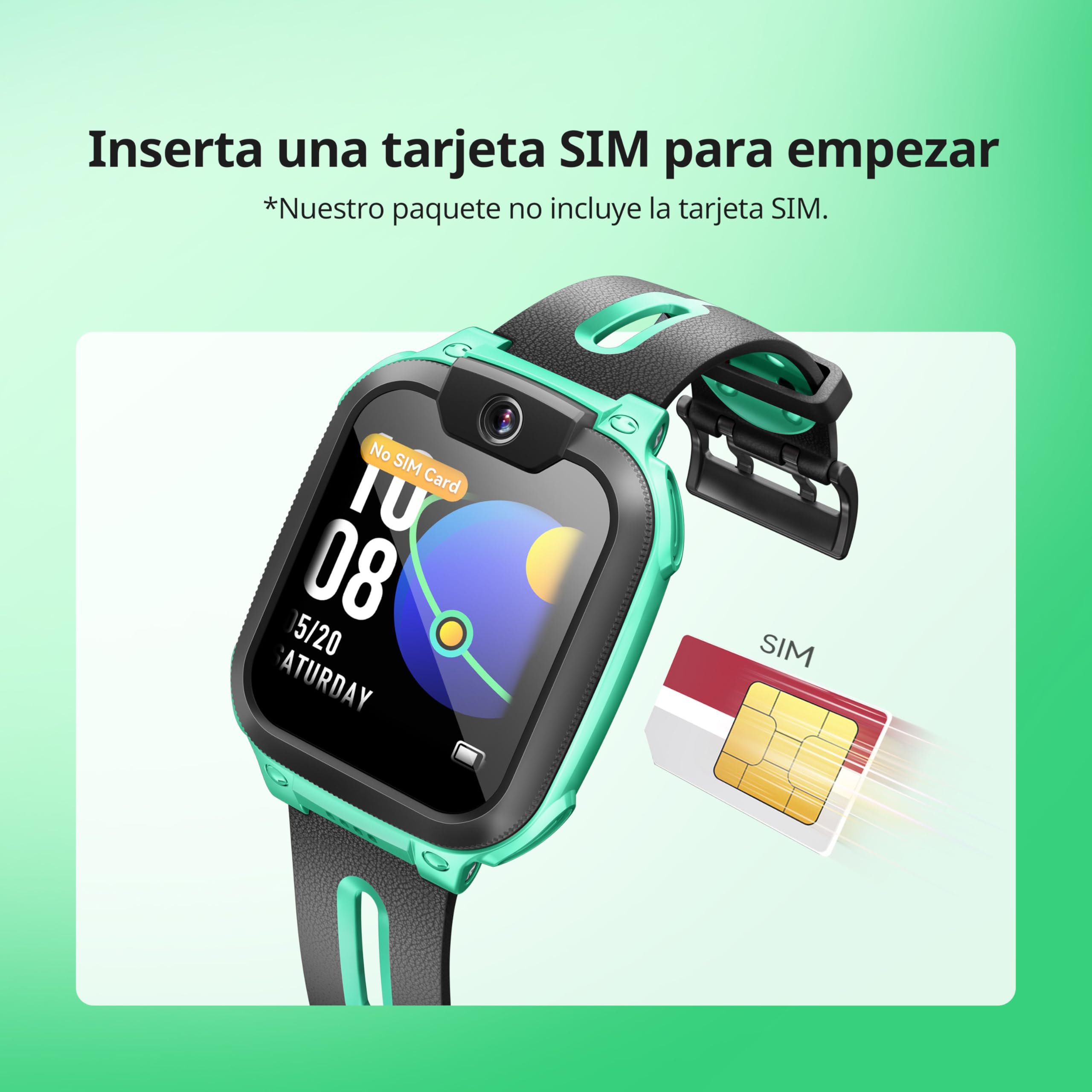 imoo Z1 Reloj Inteligente Niños, Reloj Inteligente Niño GPS y Vídeo Llamadas, Smartwatch Niños con Larga Duración Llamadas, Reloj GPS con Localización en Tiempo Real y Resistencia al Agua IPX8 (Verde)