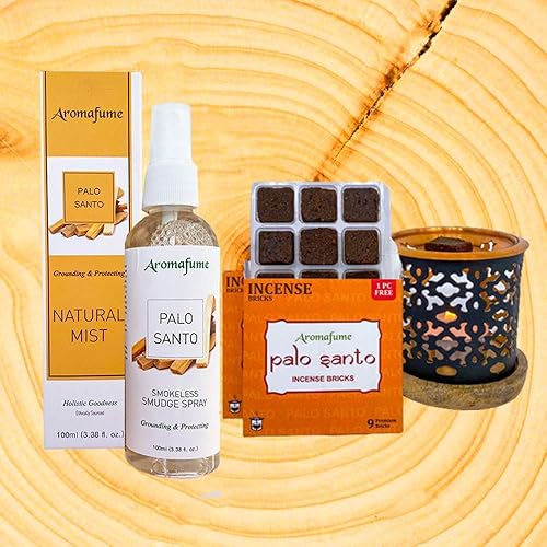 Miniatura 2 de Aromafume Palo Santo Wellness Natural Mist 3.4 fl oz y ladrillos de incienso con quemador
