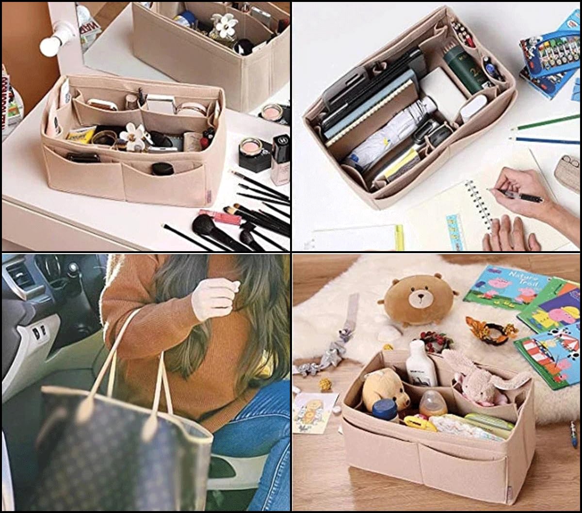 Organisateur Sac à Main Lucky Sign - En Feutre Avec Poches Multiples - Pour Femme