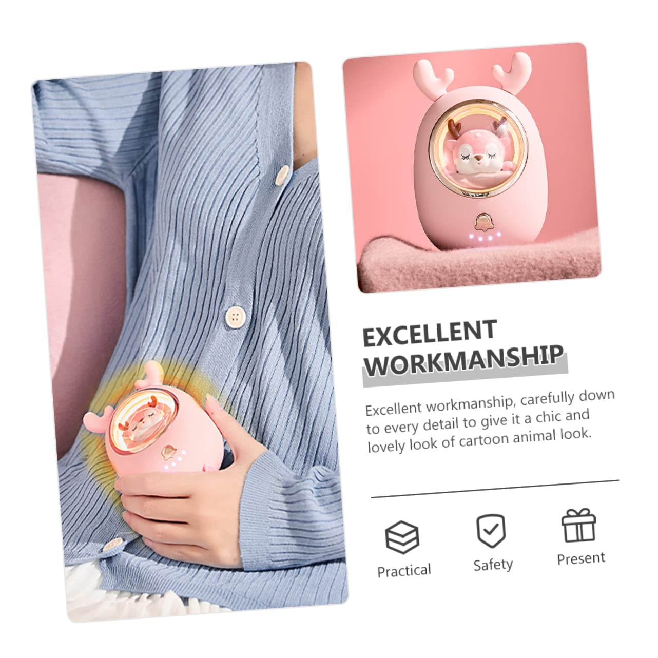 BESPORTBLE 3 Set caldo scaldamani usb batterie ricaricabili scaldamani riutilizzabile dei cartoni animati riscaldatori USB illumina lo Lega di alluminio