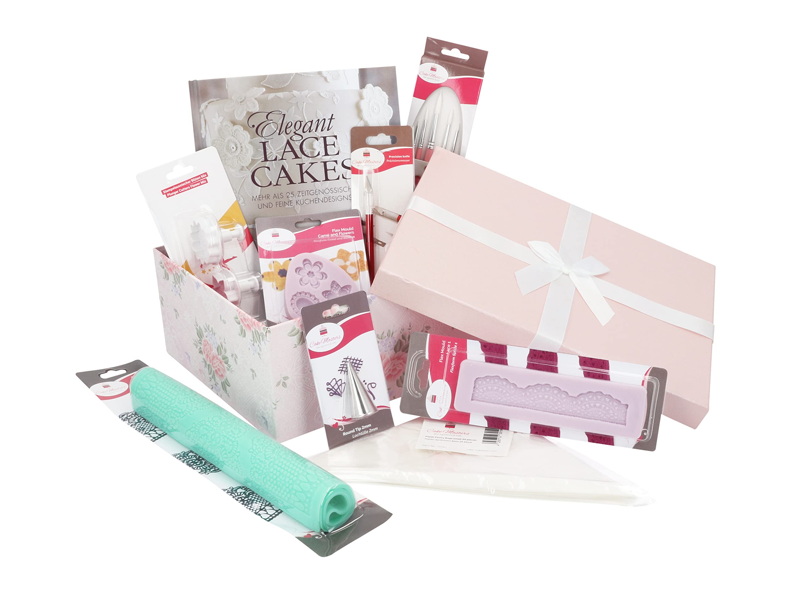 Pati-Versand Zestaw upominkowy Eleganckie Lace Cakes, podręcznik z pasującymi akcesoriami w pudełku prezentowym