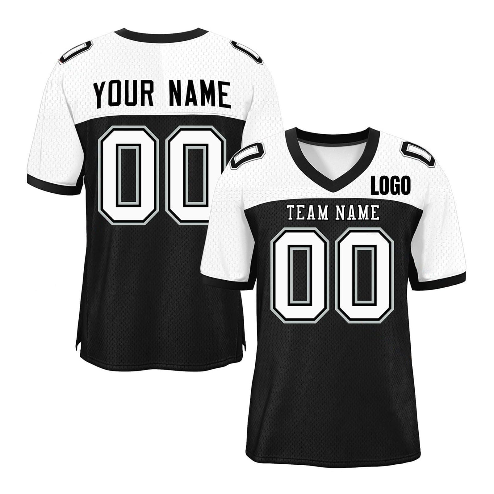 Custom Football Shirts for Adult, Personalised Football Kits with Names, Numbers and Logos, Short Sleeve V-Neck Quick-Drying Breathable Personalised Shirts, Custom Football Supporter T Shirt — image 1