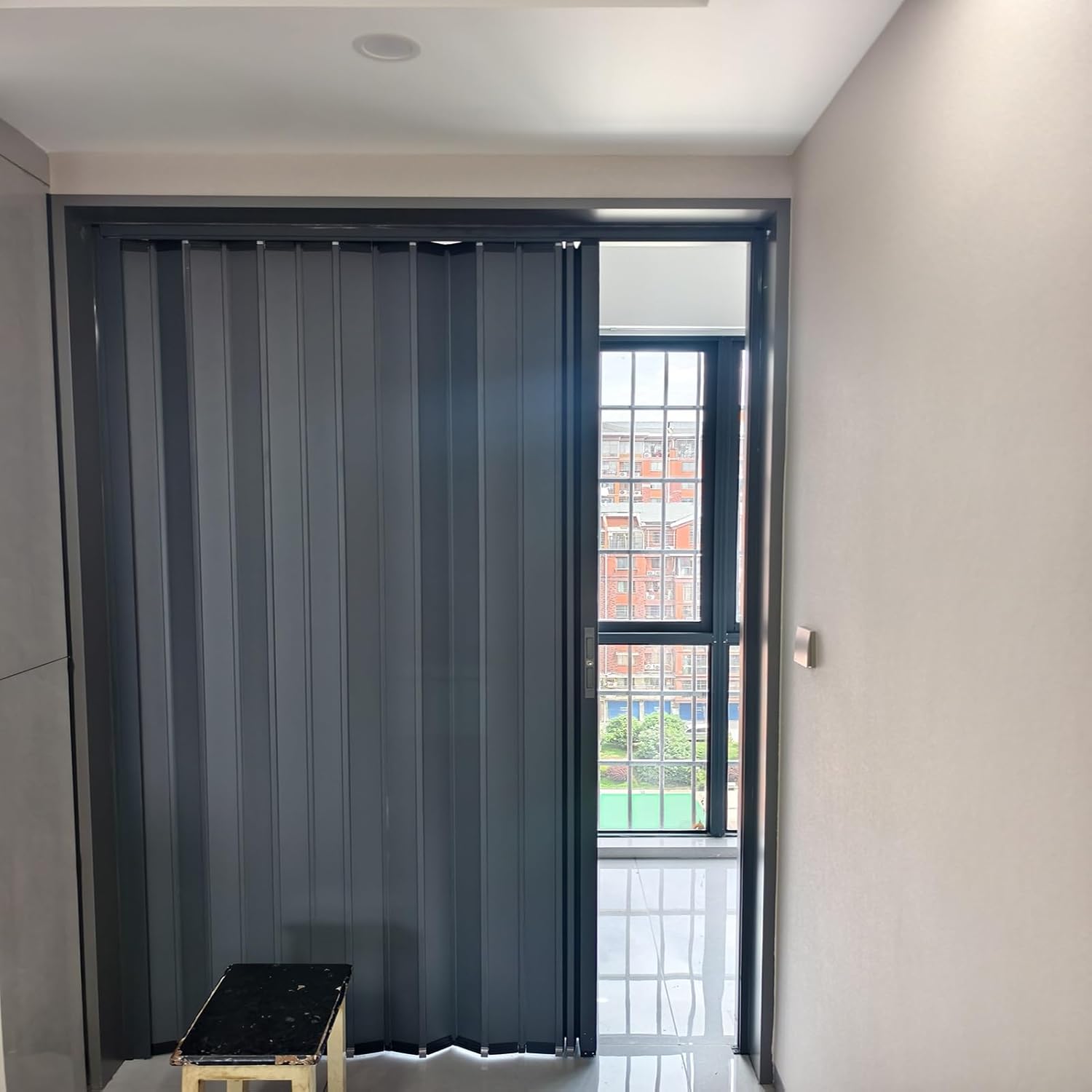 Accordion Folding Door for Balcony, Magnetic Concertina Sliding Door, Space-Saving Multifold Interior Door, Commercial Foldable Barn Door (68"x82" / 172.7x208cm)