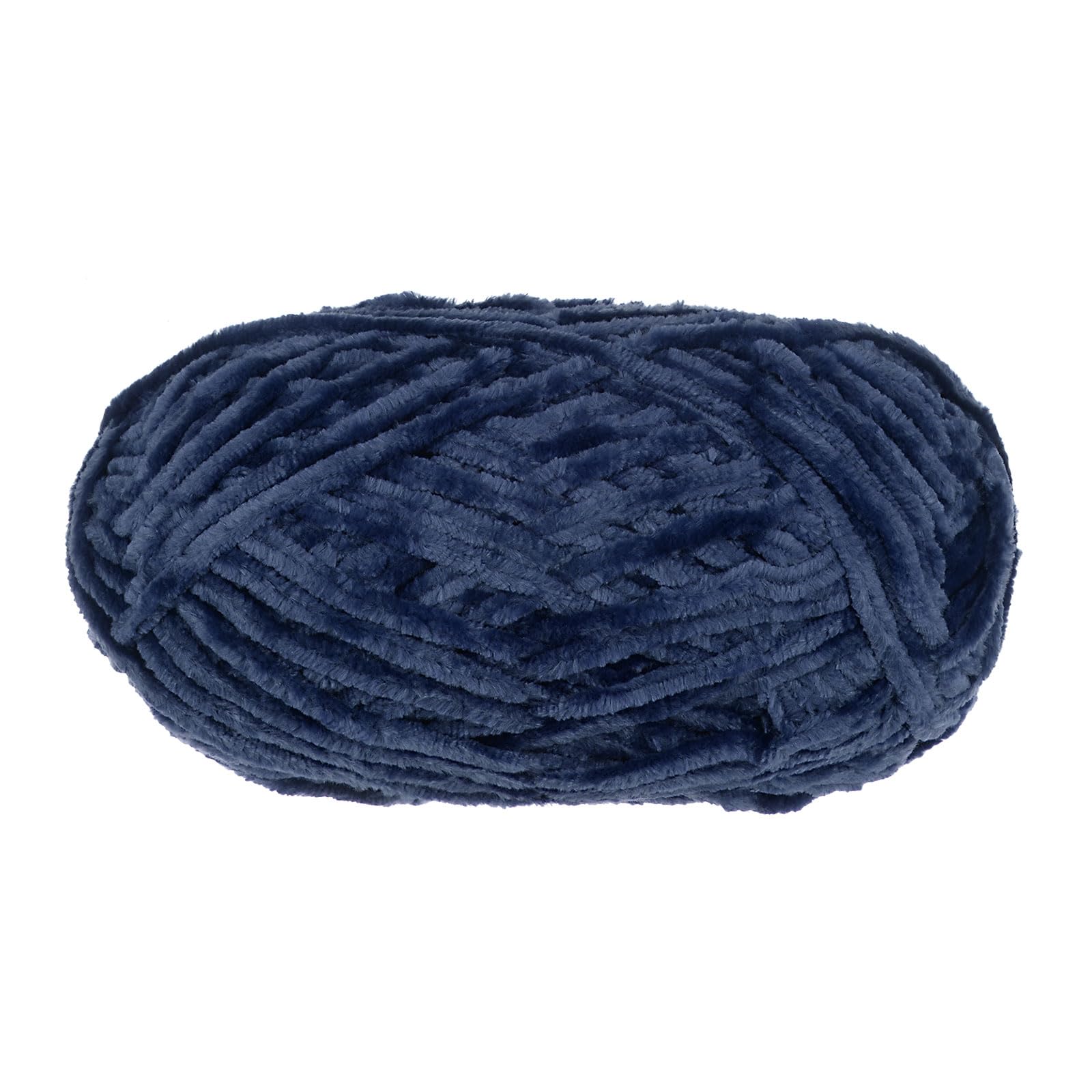 uxcell 1 Skein Velvet Yarn Chenille Yarn 100g/3.5oz 87 Yards Total Length 6# Super Bulky Polyester Soft Blanket Yarn for Knitting Bag Scarf, Dark Blue