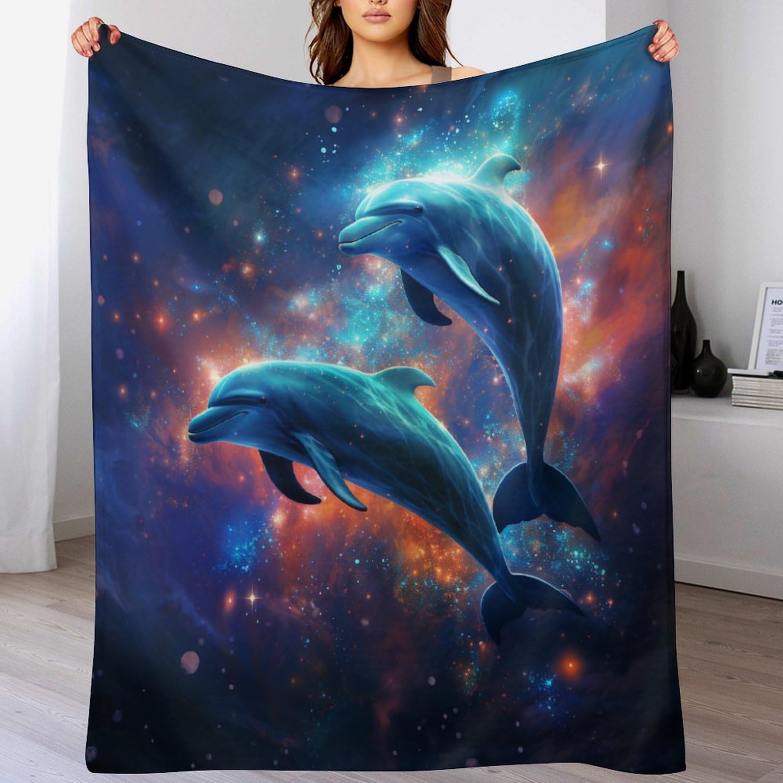 Manta de delfín ultra suave de franela térmica lavable para sofá y salón
