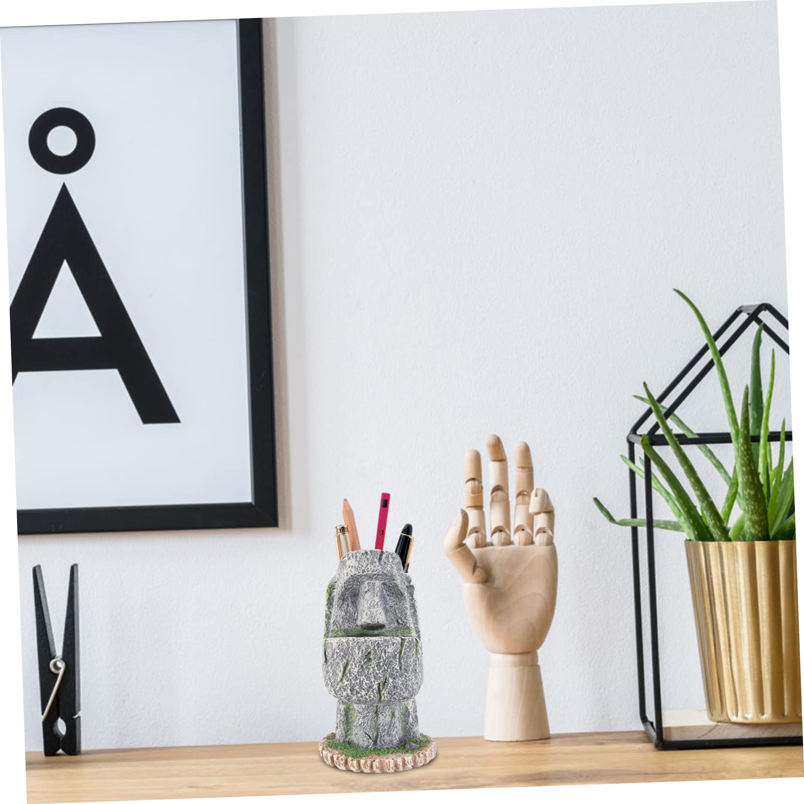 Alipis Portalápices Creativo de Resina Forma de Estatua para Oficina