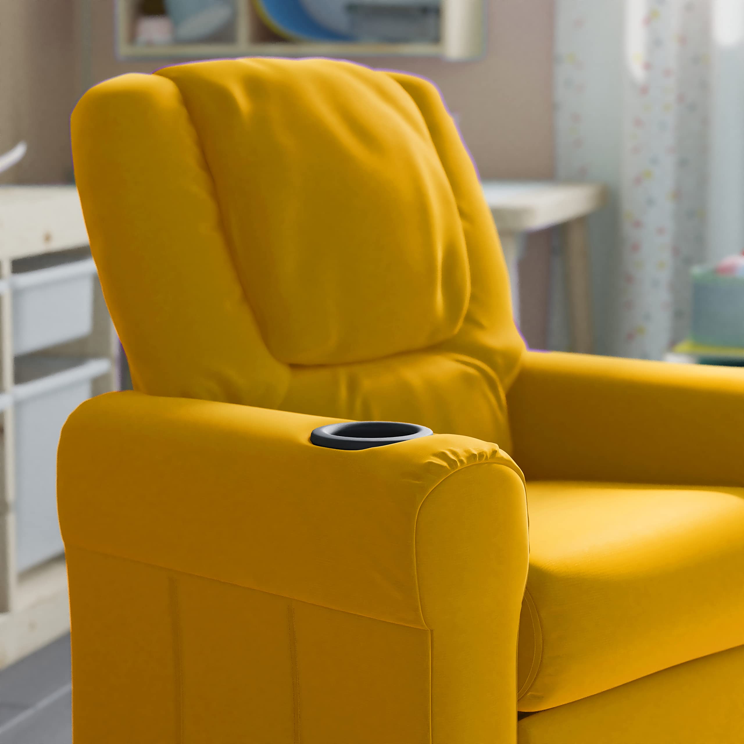 Kids Leather Recliner Chair With Cup Holder Flash Furniture