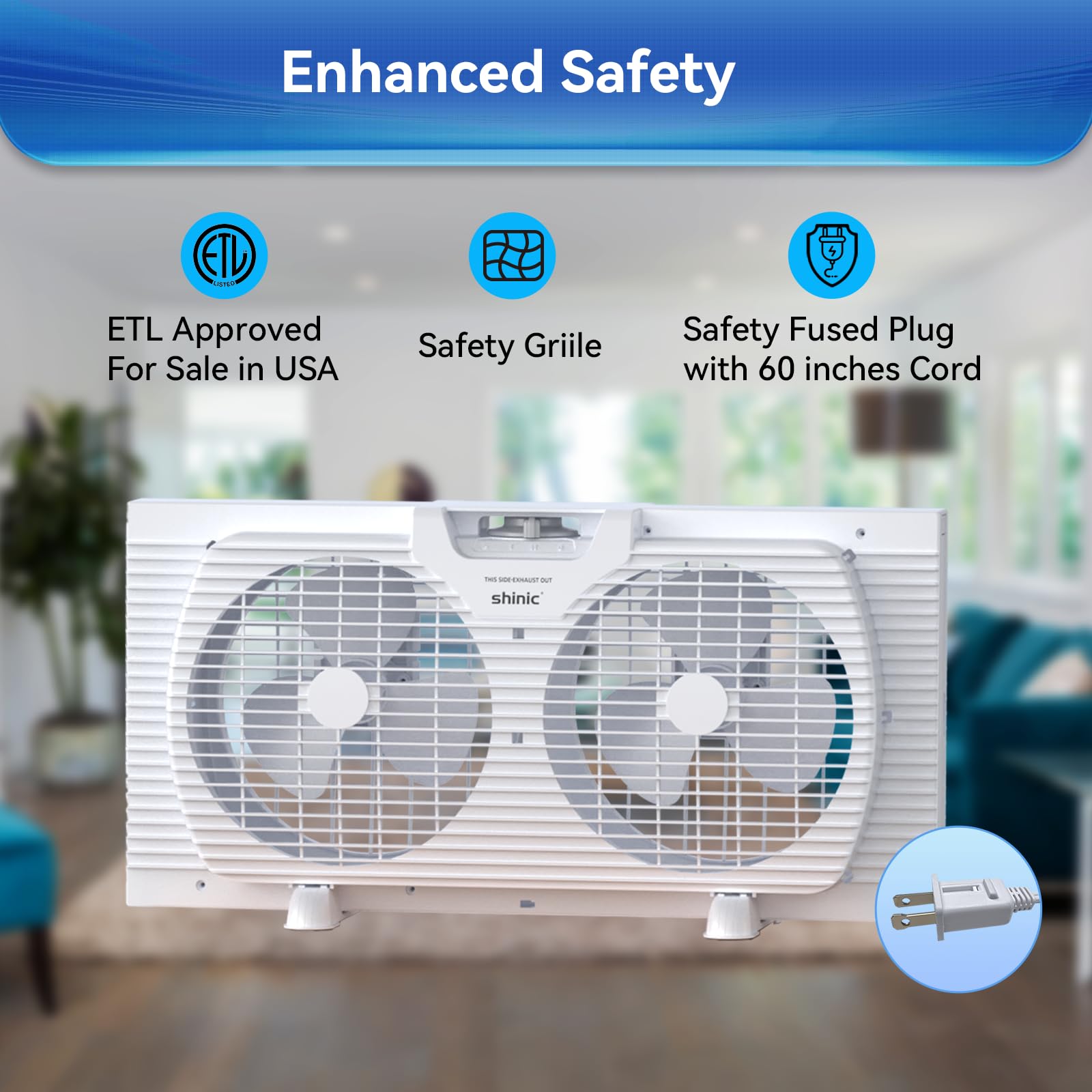 TK　FANATIC BTU15 Amazon.com: shinic Twin Window Fan with Reversible Air Flow