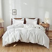 Vista 16 de Simple&Opulence Juego de funda de edredón 100% lino, 2 piezas, estilo básico, de lino lavado francés, color sólido, suave, transpirable, con cierre