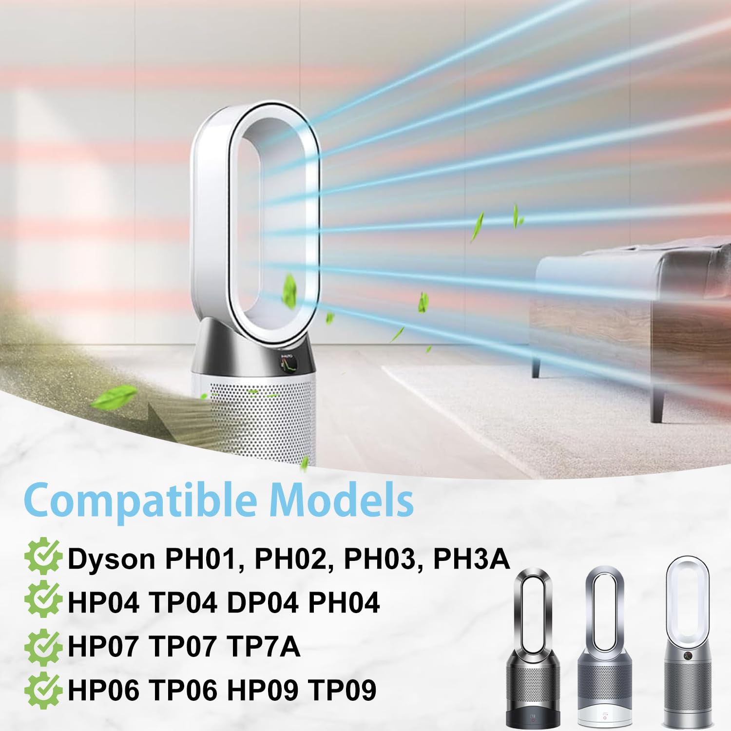 Filtro di ricambio HEPA 2 in 1 + carbonio compatibile con Dyso n purificatore d'aria HP04 TP04 DP04 PH04 HP09 TP09-HEPA e filtro ai carboni attivi, con 1 spazzola per la pulizia