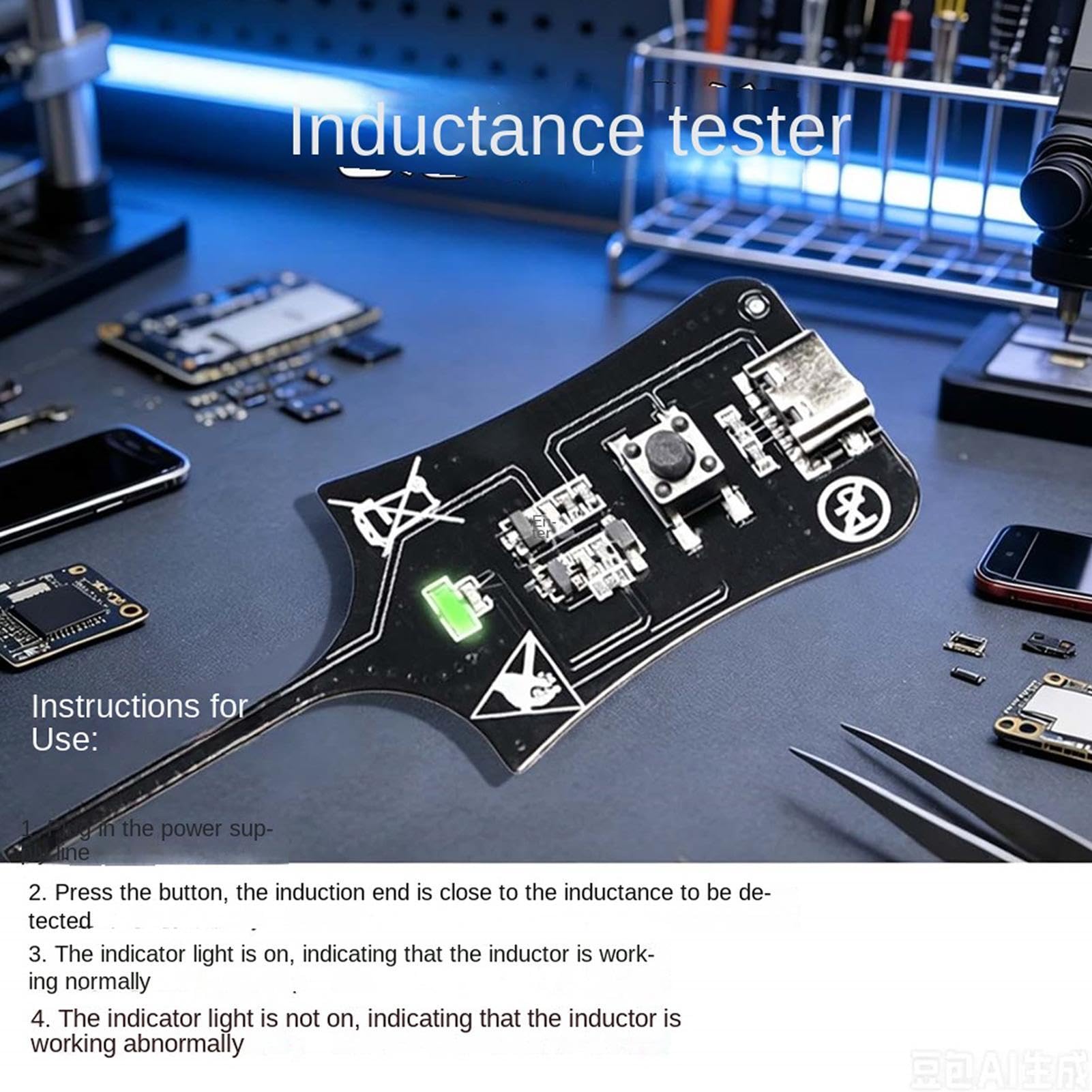 Probador De Componentes Electrónicos - Detector Placa Circuito para Placa Base,Probador De Inductancia Para Placas De Circuito | Para Taller Doméstico, Portátil, Electrodoméstico, Teléfono,