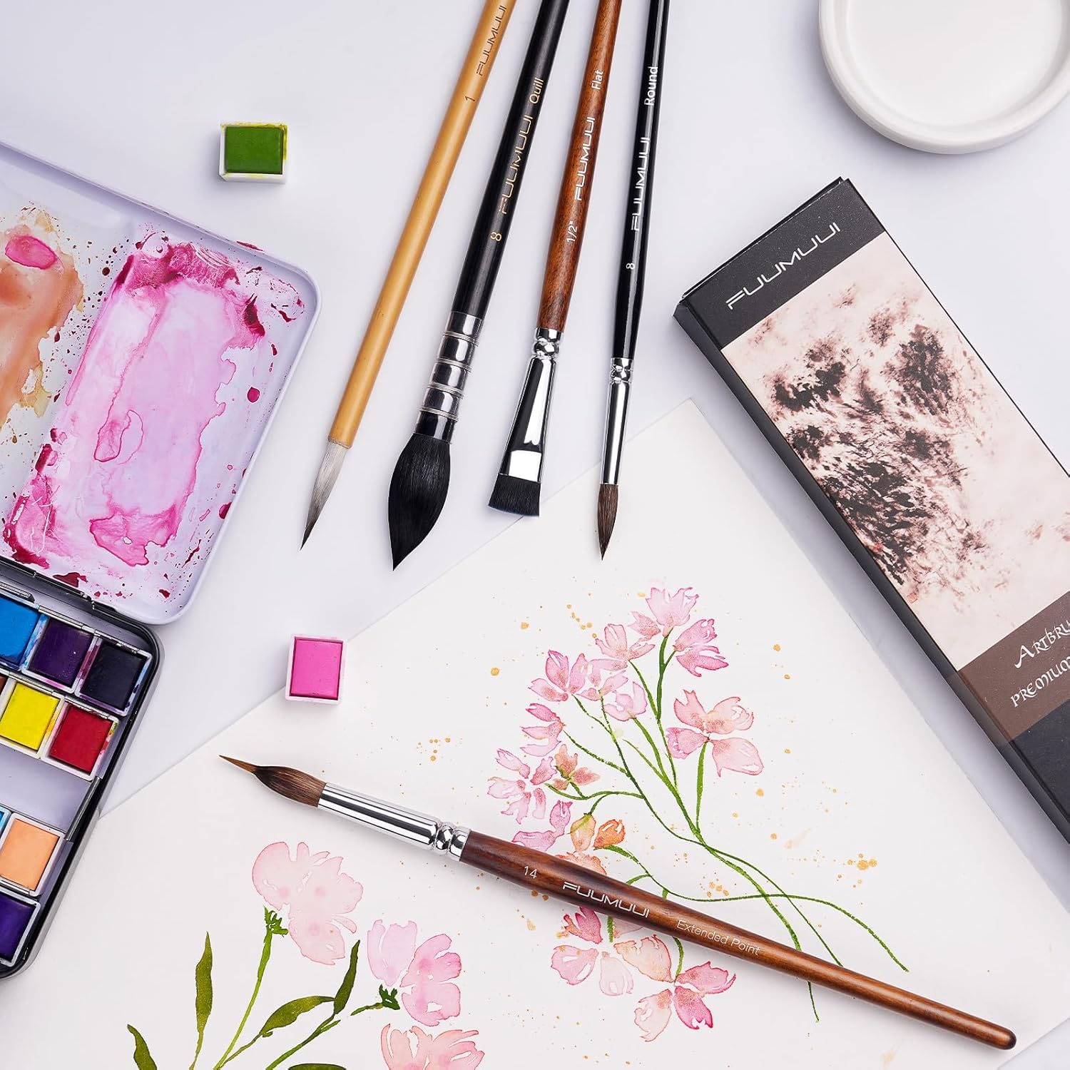 Amazon.co.jp: 水彩画筆セット、セーブル・羊毛・合成リス毛の筆セット