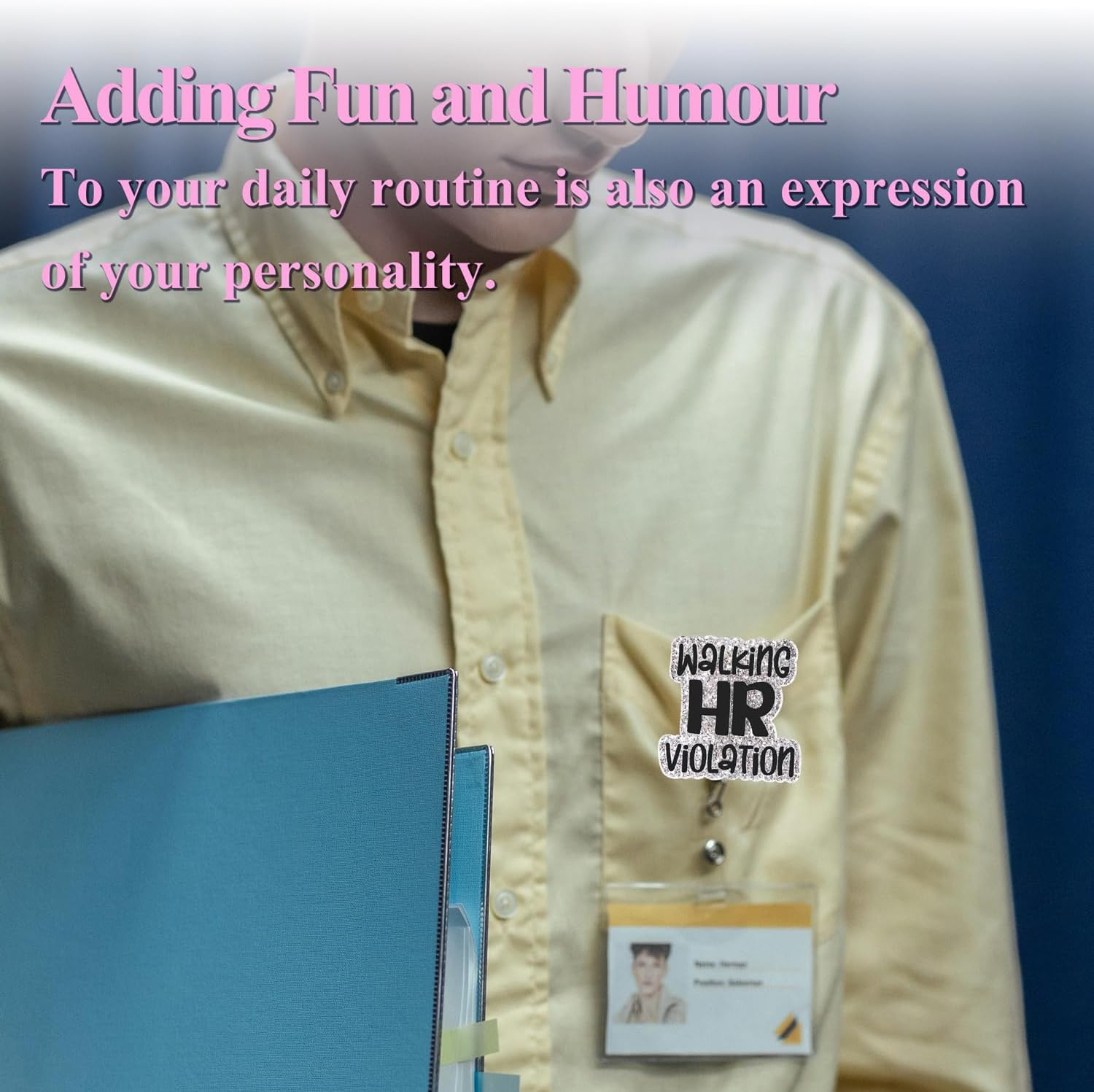 Funny Badge Reel, Badge Clip Retractable Cute Badge Holder for Nurse, Walking HR Violation Name Badge Reel Retractable with Swivel Alligator Clip (Silver) - Image 7