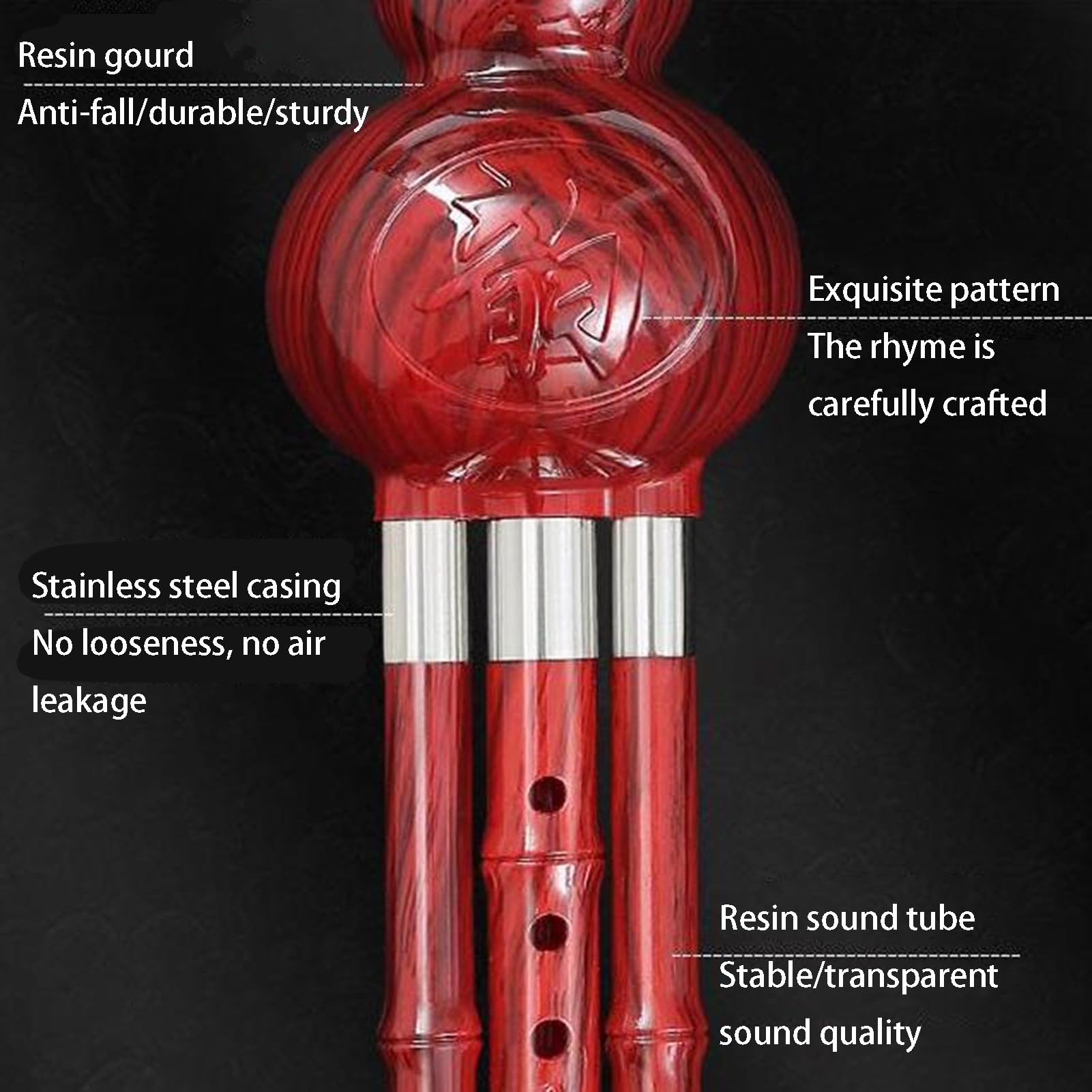 Hulusi, Chiny Ręcznie robiony bambusowy flet Hulusi Etniczny instrument muzyczny Tradycyjny instrument z futerałem do przenoszenia dla początkujących (klawisz C)(B flat)
