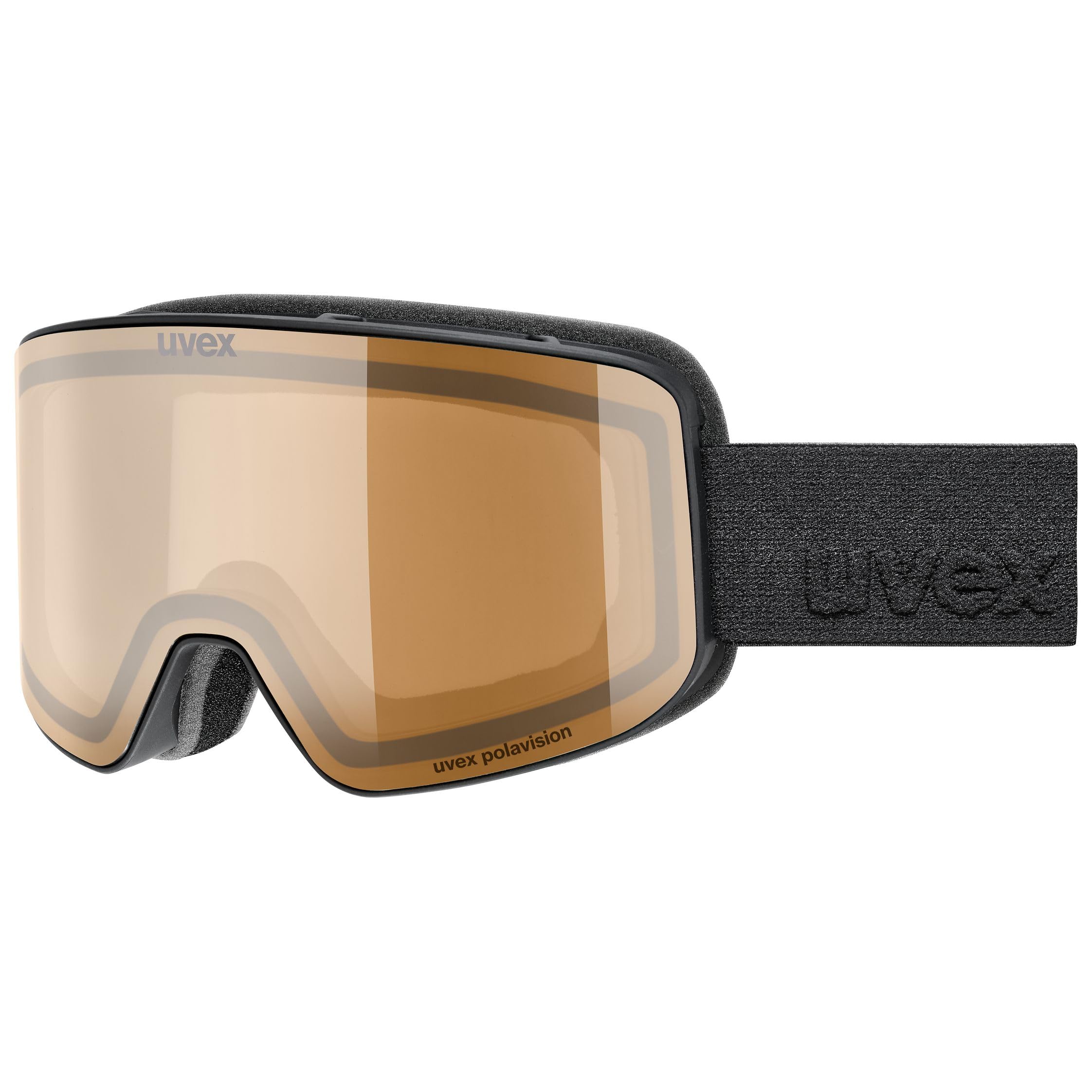 Uvex pyrit P - lunettes de ski pour adults - Catégorie de filtre 2 - champ de vision élargi et anti-buée - black matt dl/pola-clear - one size
